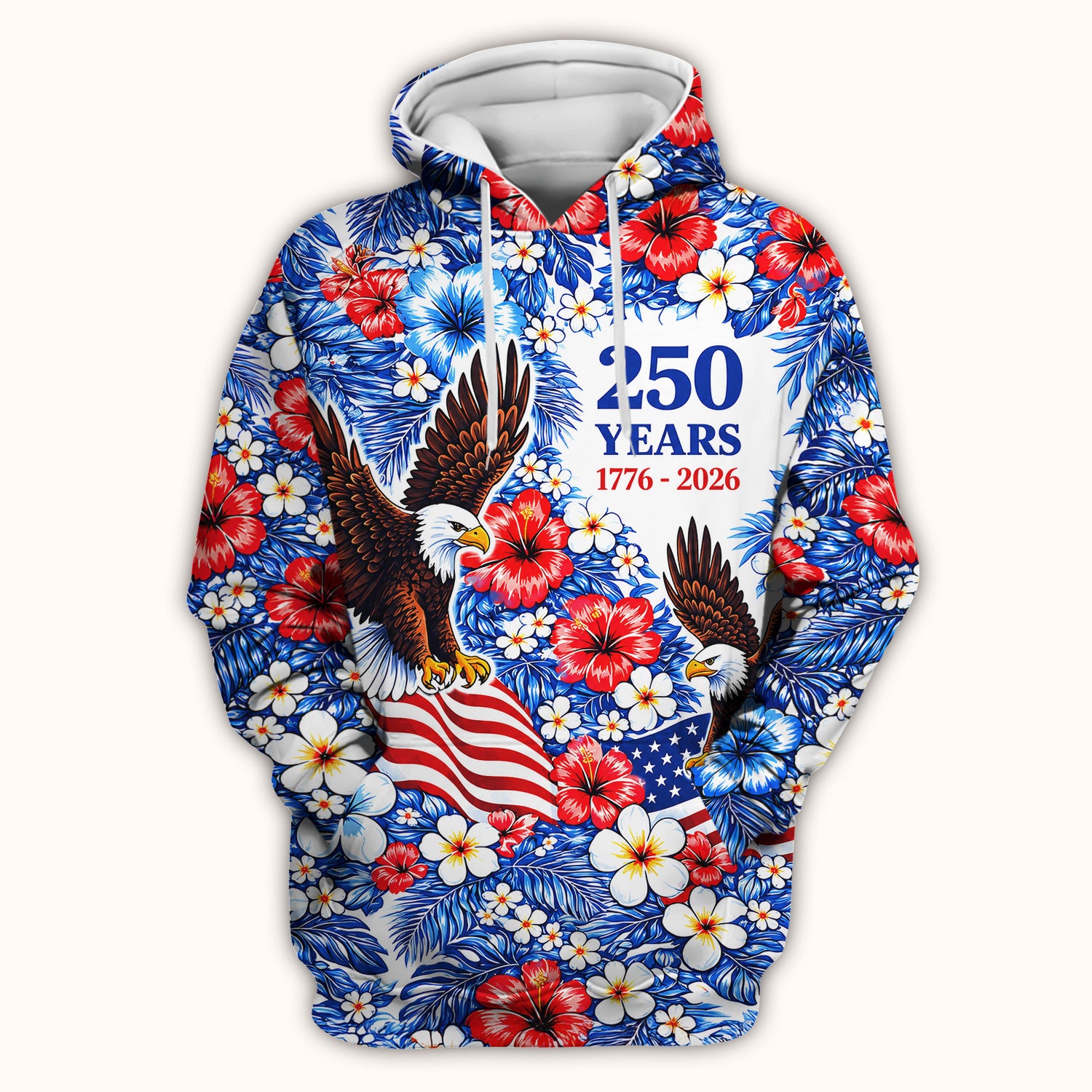 Patriotic Eagle Floral Pattern, America 250 Medical Scrub Top, Comfortable Scrubs for Nurses