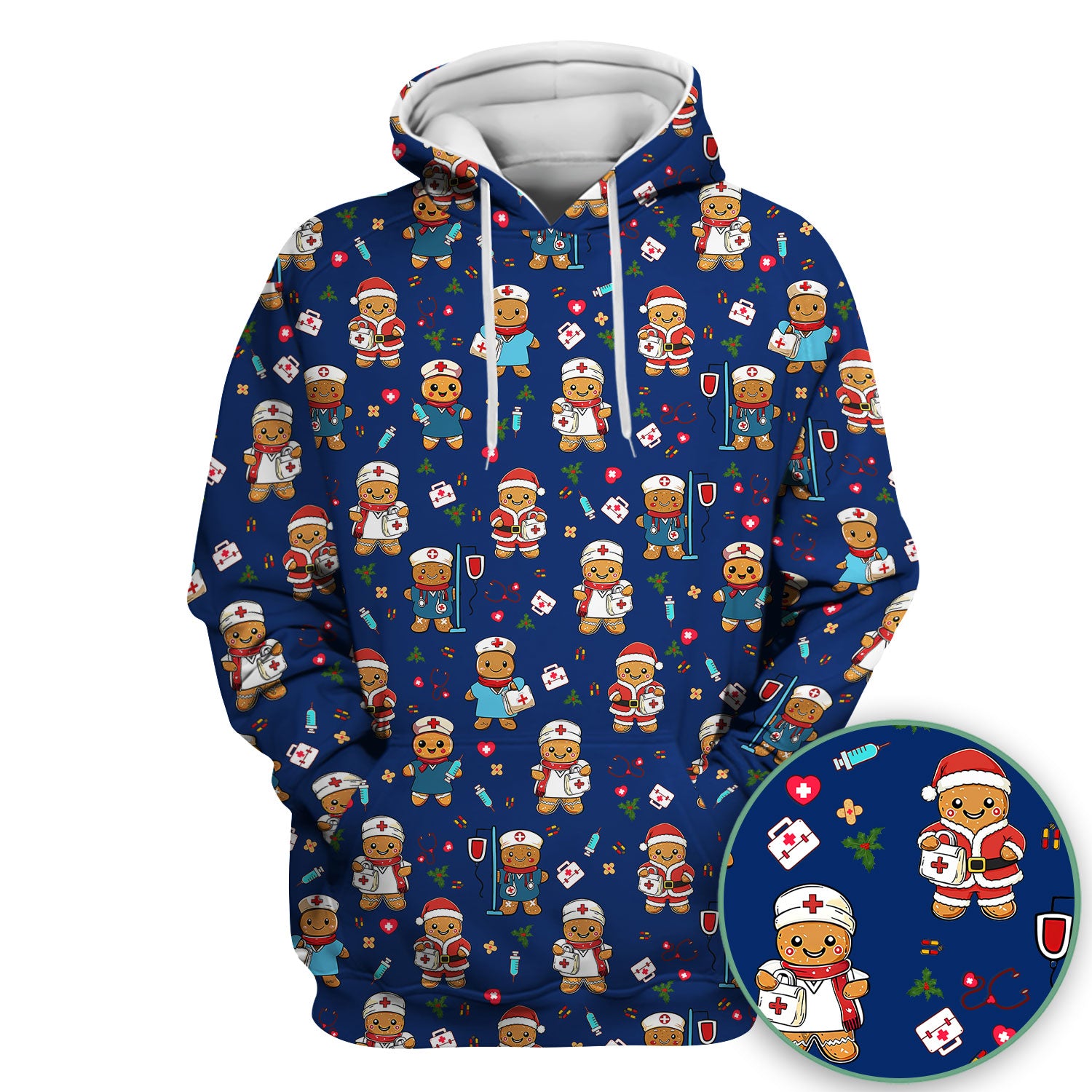 Elf Gingerbread Man Nurse Scrub Top - Santa’s Favorite Nurse Holiday Medical Uniform RN LPN CNA Gift
