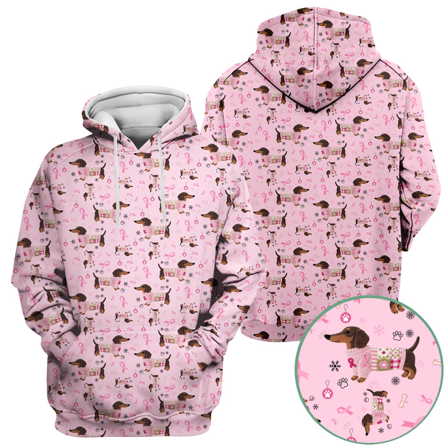 Pink Dachshund Breast Cancer Awareness Scrub Top - Puppy Dog Ribbon Nurse Shirt - Wiener Support Fight Cancer Medical Uniform Gift