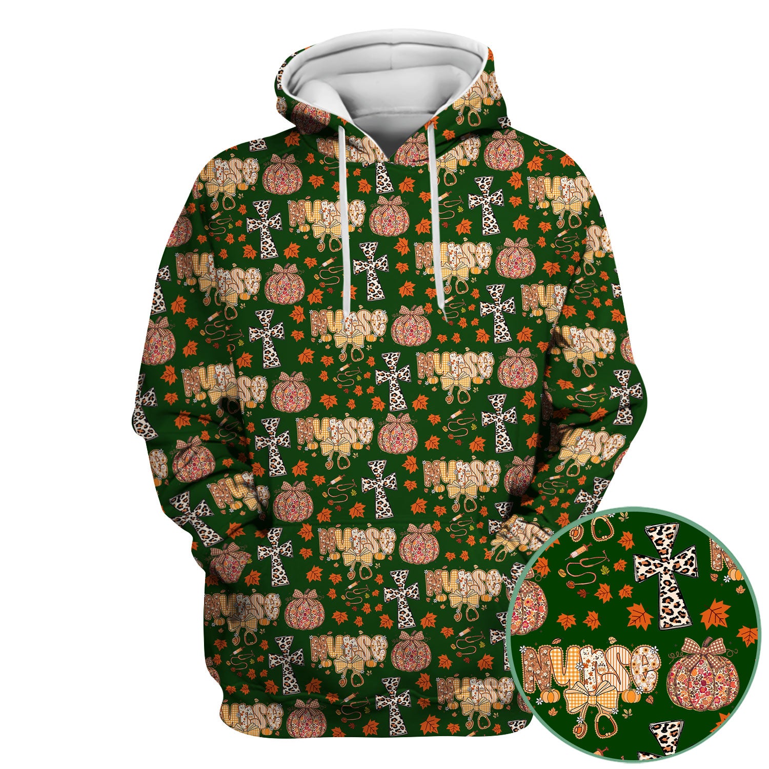 Floral Pumpkin Scrub Top for Women - Coquette Bow Thanksgiving Shirt - Comfortable Medical Uniform