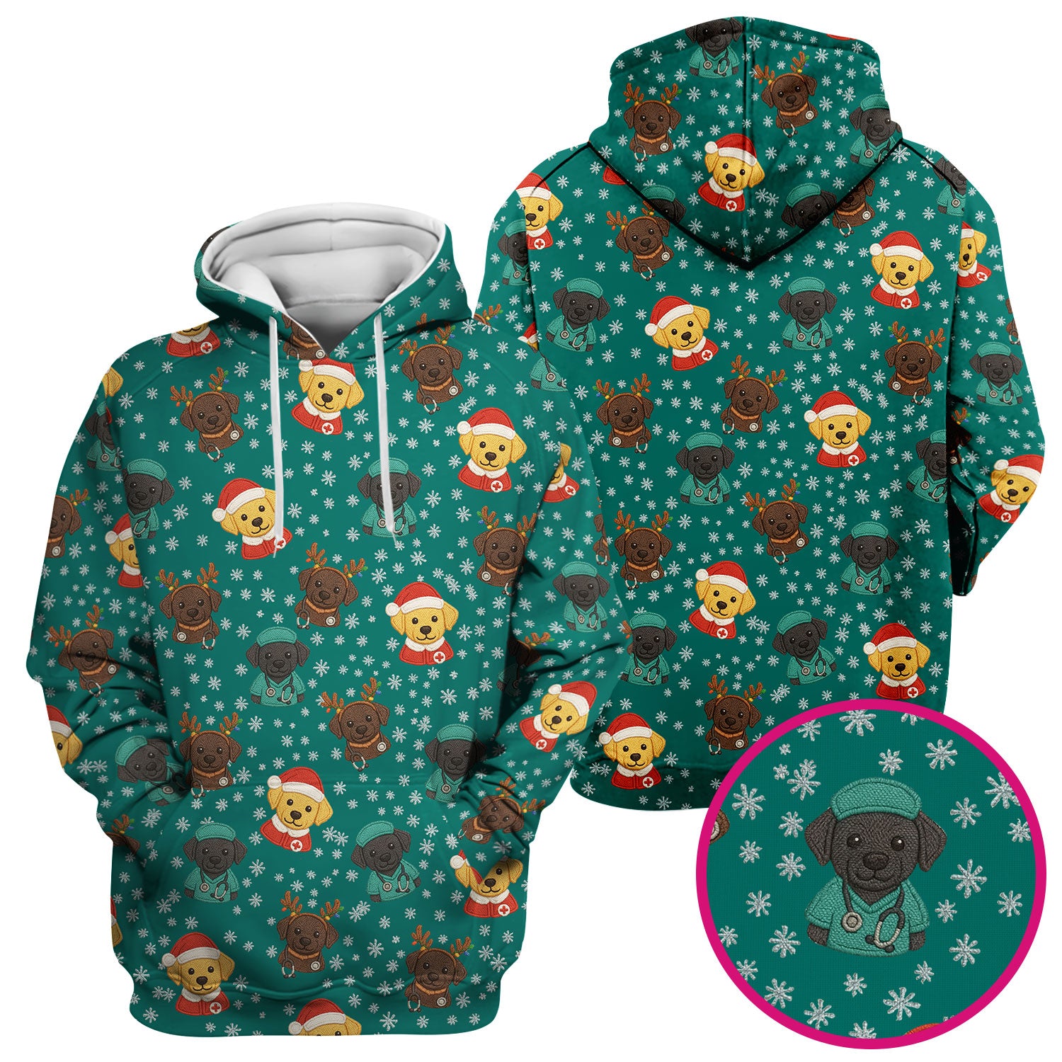 Christmas Dog Pattern Scrub Top, Cute Puppy Nurse Scrub Shirt, Holiday Nursing Uniform