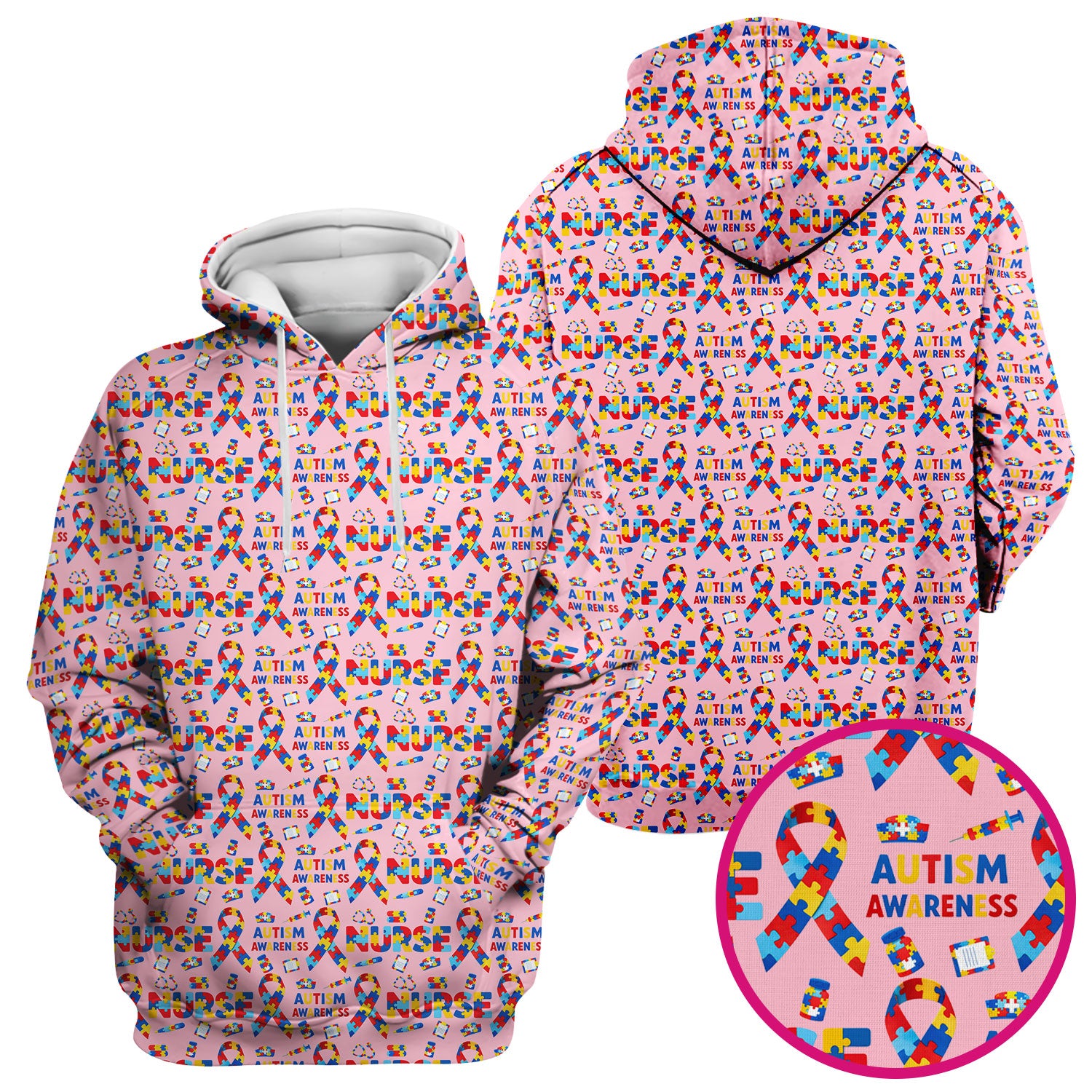 Autism Awareness Nurse Puzzle Ribbon Print Scrubs, Comfortable Scrubs for Nurses