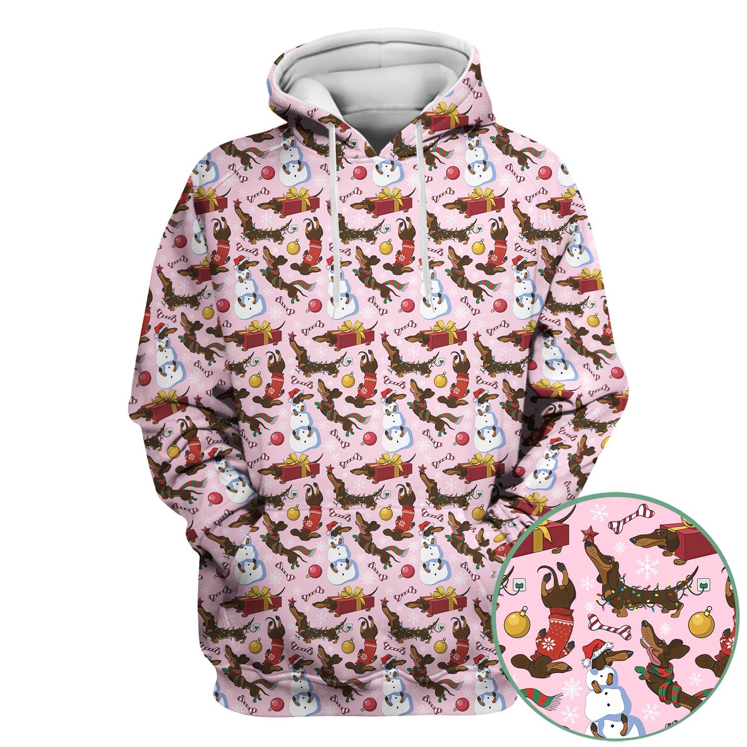 Christmas Nurse Scrubs for Women - Dachshund Dog & Snowman Print - Custom Multi Color Nursing Shirt Holiday Gift