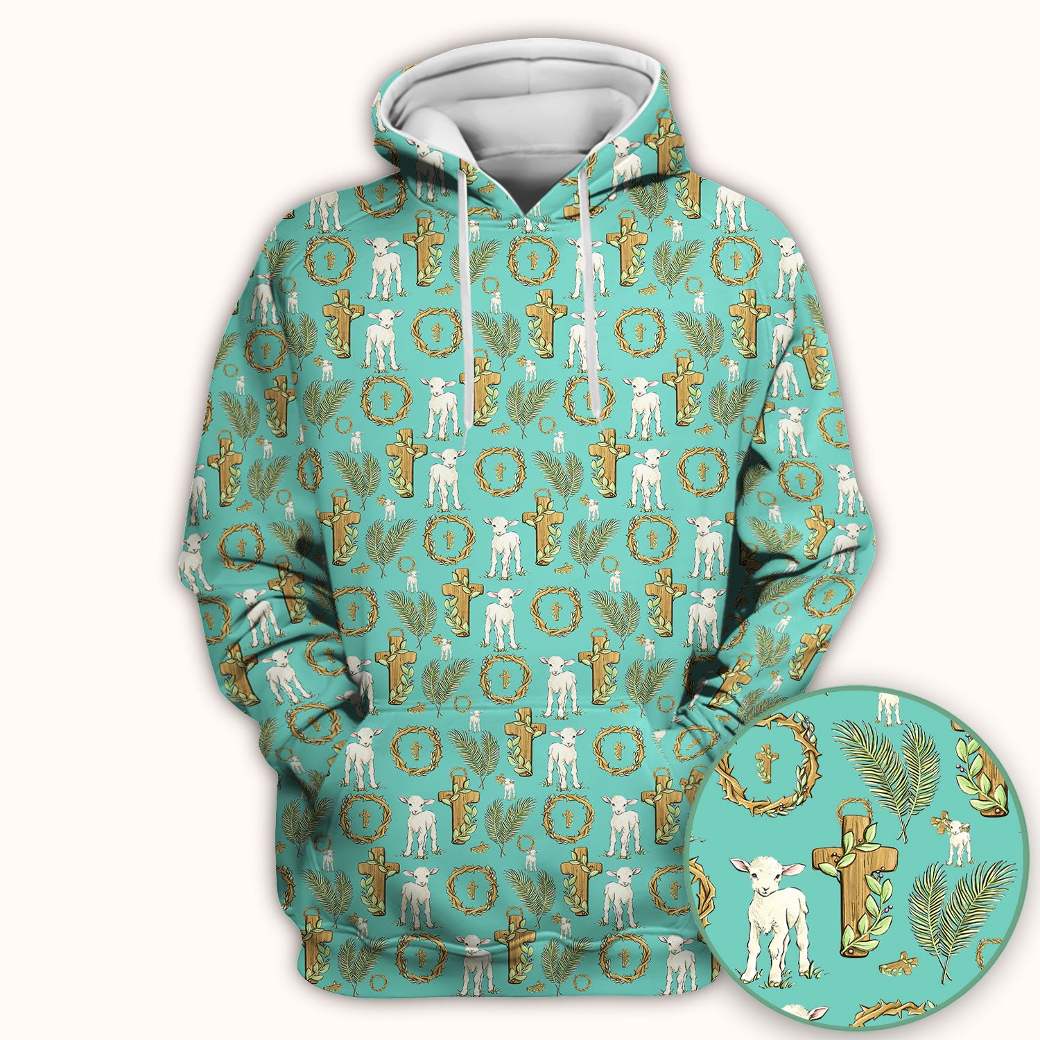 Faith Lamb Cross Pattern Scrub Top, Comfortable Scrubs for Nurses