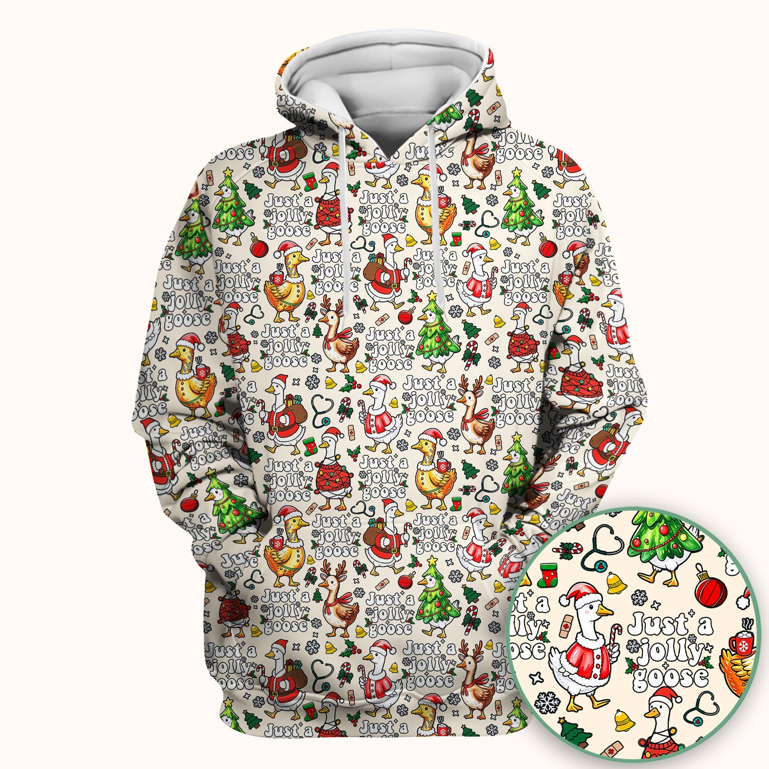 Christmas Goose Scrub Top for Nurse - Funny Jolly Holiday Medical Shirt for Women