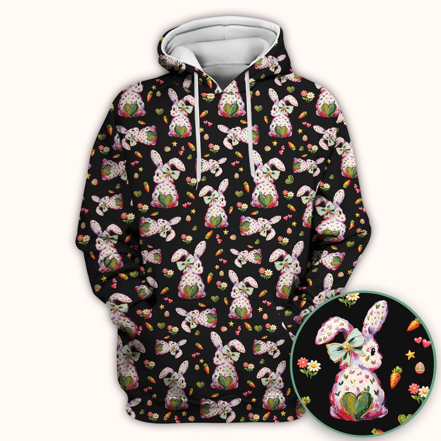Cute Pastel Bunny Easter Pattern Scrub Top, Comfortable Scrubs for Nurses
