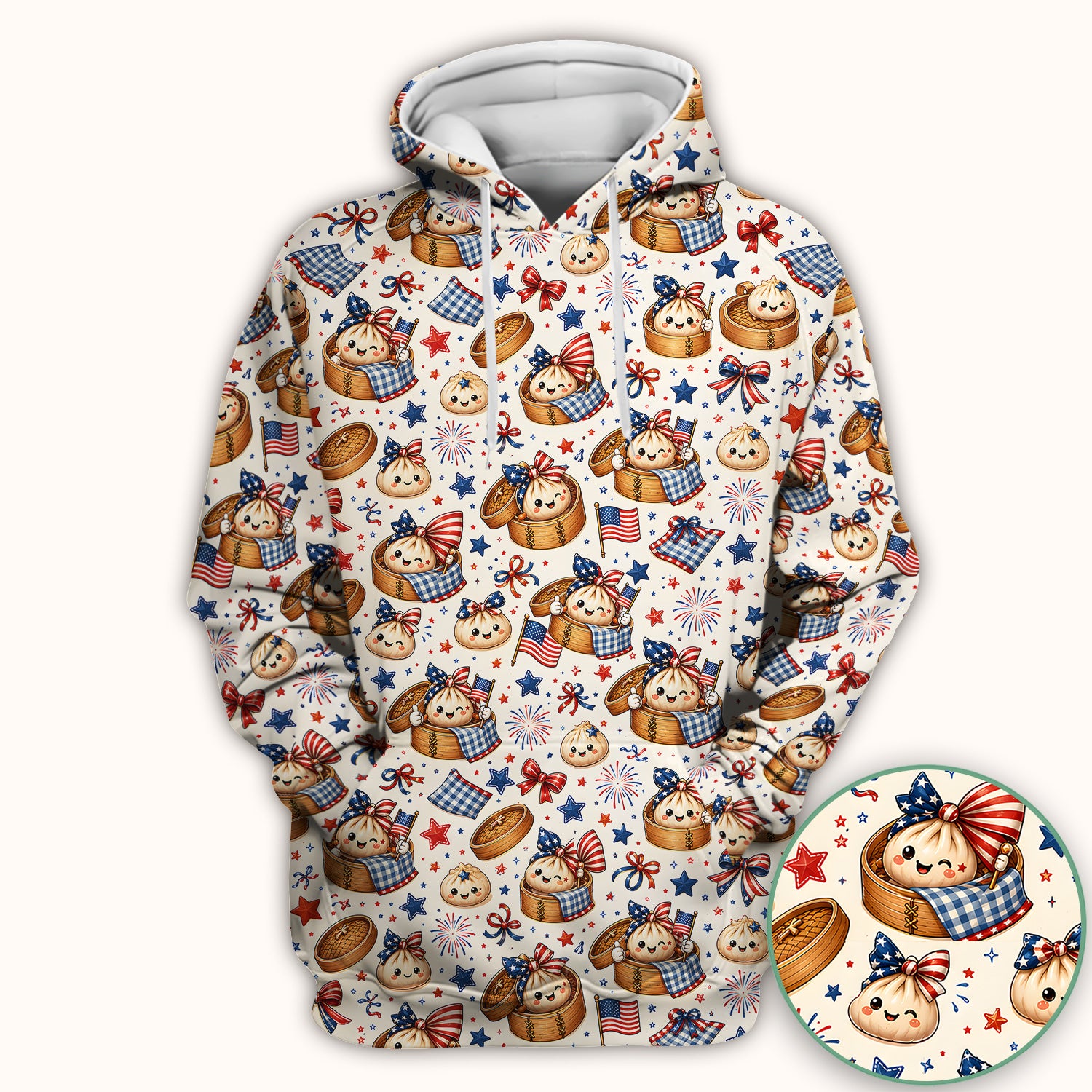 Patriotic Dumpling Nurse Scrub Top for RN, CNA, Pediatric Nurses, Fourth Of July Uniform