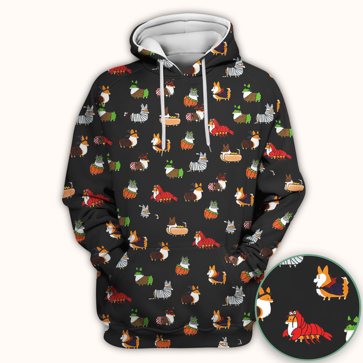 Cute Halloween Costume Corgis Scrub Top, Comfortable Scrubs for Nurses