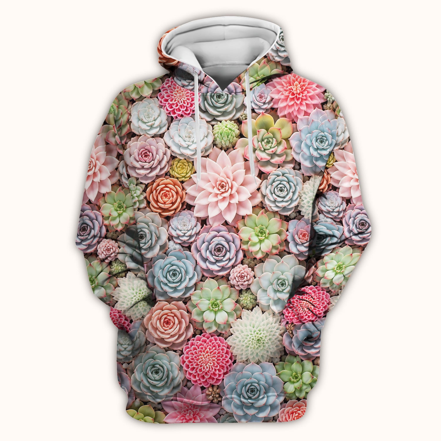 Cute Pastel Succulent Blossom Pattern Scrub Top, Comfortable Scrubs for Nurses
