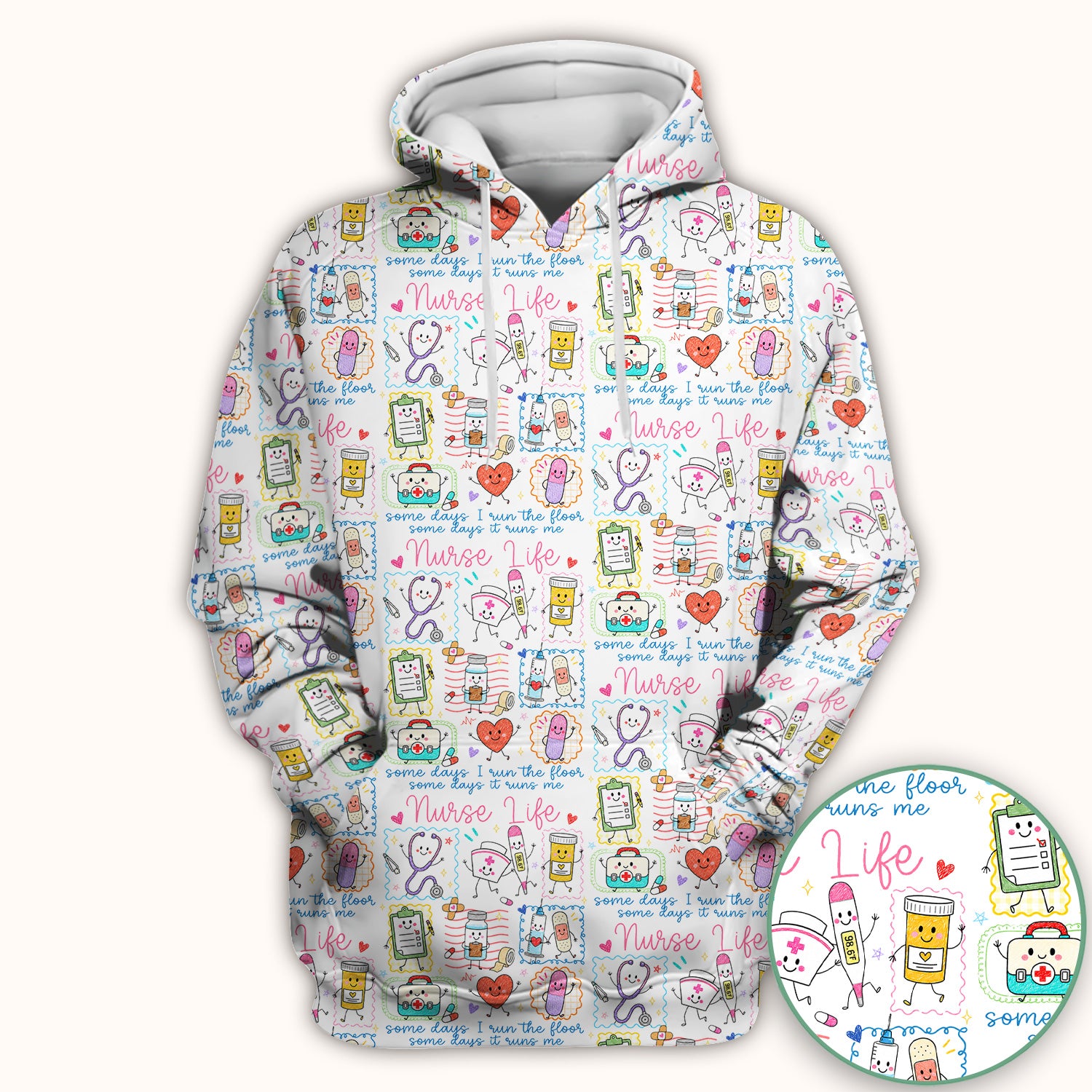 Cute Nurse Life Doodle Pediatric Nurse Scrub Top, Comfortable Scrubs for Nurses