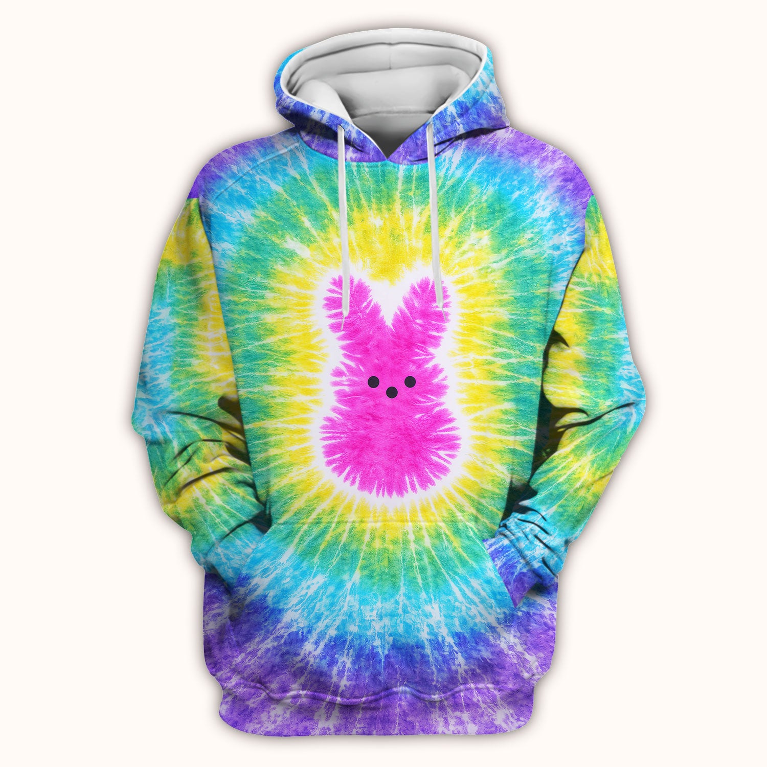 Easter Peep Tie Dye Scrub Top, Easter Bunny Nurse Shirt For Women, Breathable Fabrics Nursing Uniform