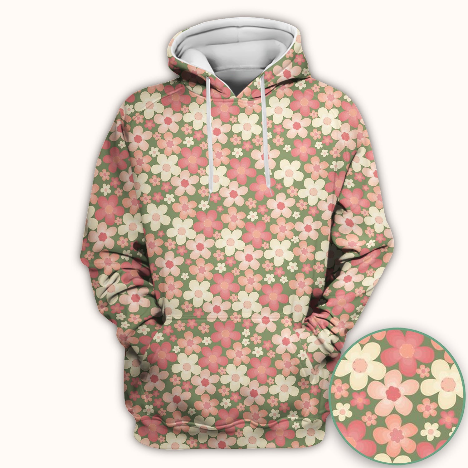 Retro Floral Print Scrub Top, Comfortable Scrubs for Nurses