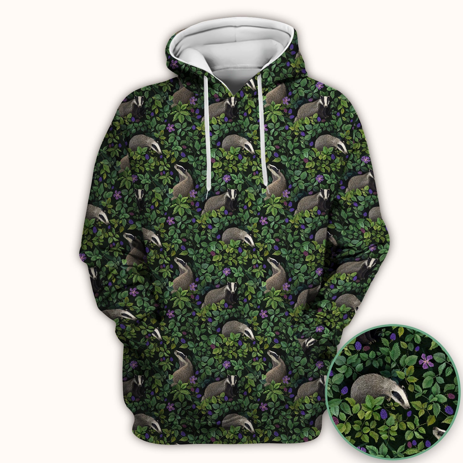 Woodland Badger Forest Pattern Scrub Top, Comfortable Scrubs for Nurses