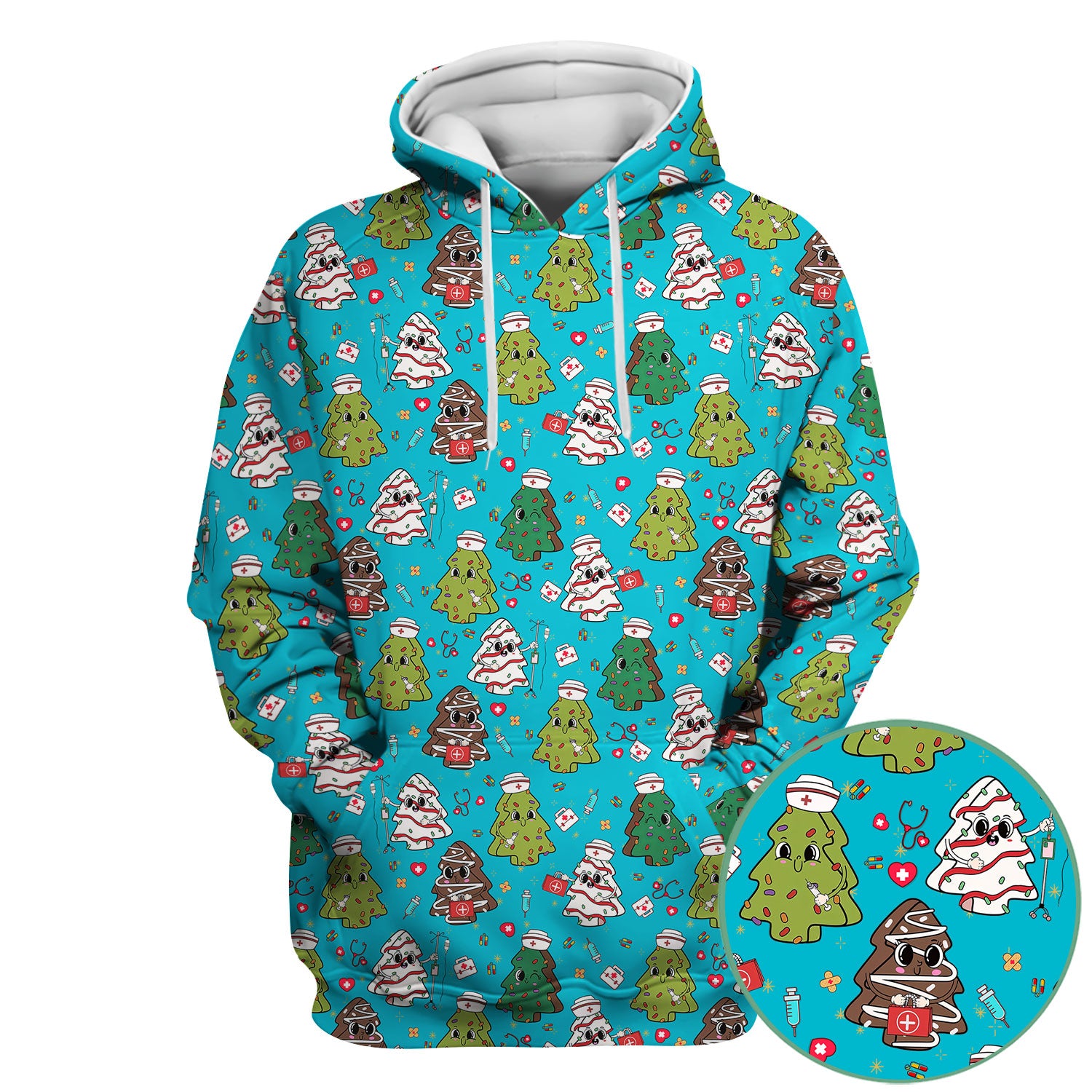 Christmas Nursing Scrub Top for Women - Festive Tree Medical Shirt - Cute Holiday RN CNA LPN Gift
