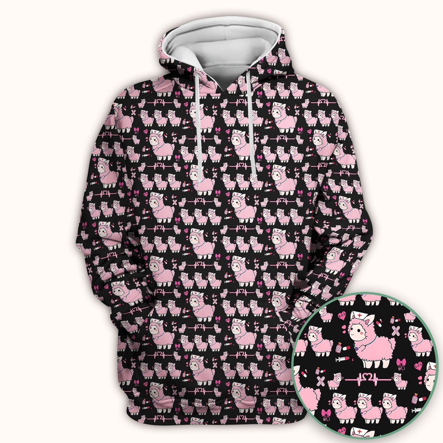 Llama Ain't Got Time For Your Drama Scrub Top, Funny Pattern Scrub Shirt, Breathable Fabrics Nursing Uniform