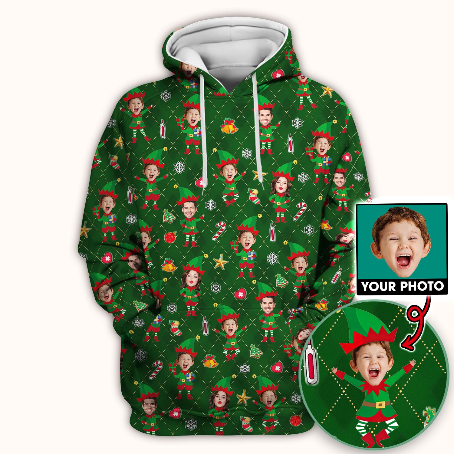 Personalized Face Nurse Shirt, Custom Photo Christmas Scrub Top, Funny Holiday Medical Uniform For Nursing
