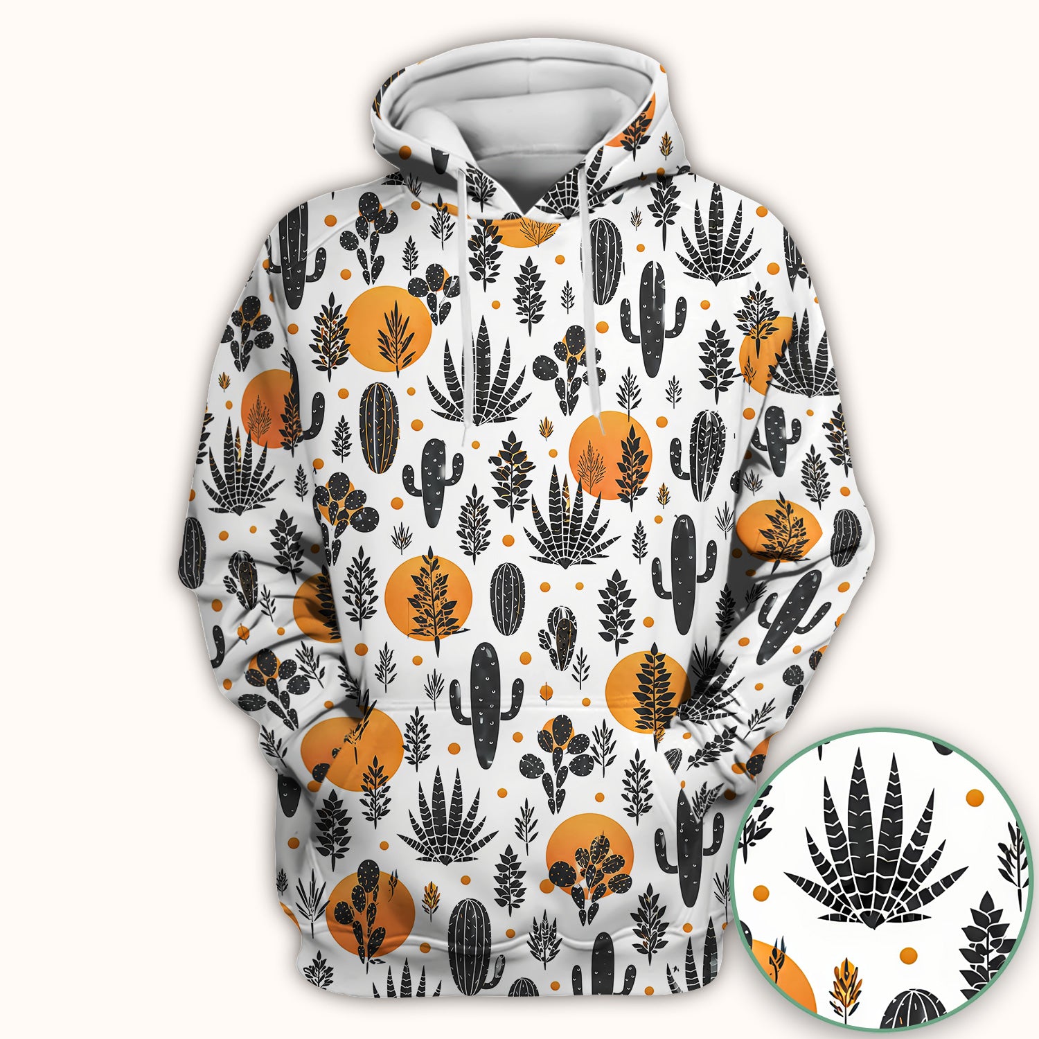 Desert Cactus Orange Sun Pattern Scrub Top, Comfortable Scrubs for Nurses