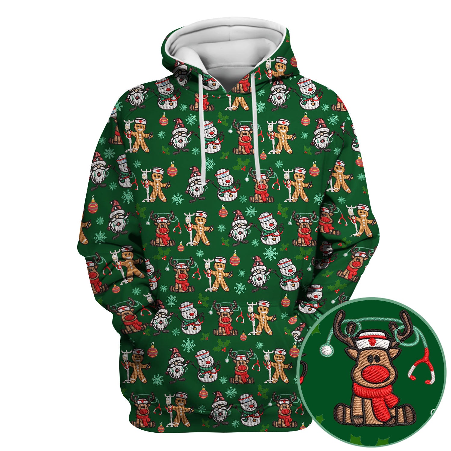 Reindeer Xmas Scrubs for Women - Gingerbread Cookies Shirts - Comfortable Scrubs for Nurses - Breathable Nursing Uniform