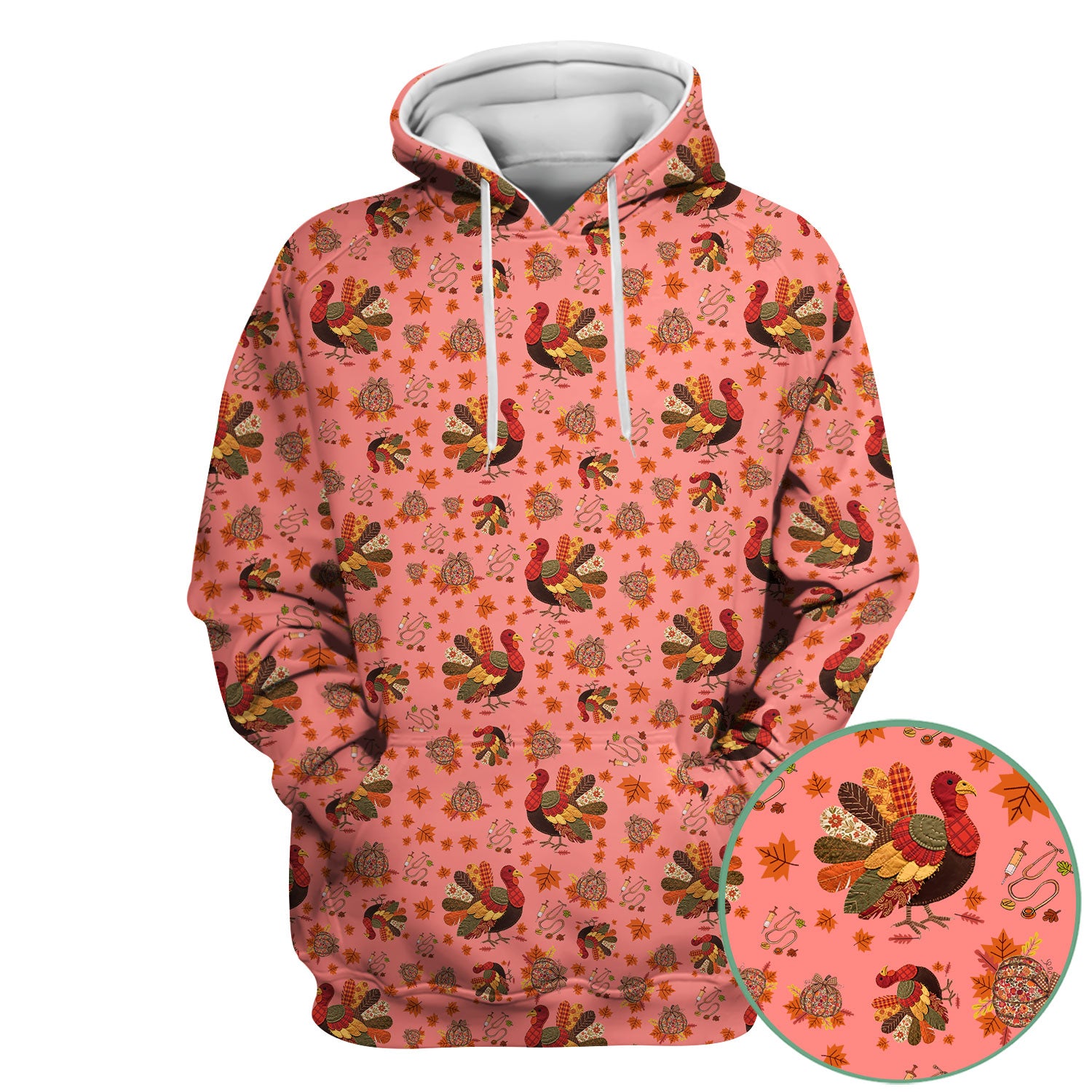 Fall Leaves Thanksgiving Scrubs for Nurses - Comfortable Scrub Tops - Turkey Nursing Uniform Gift for Women