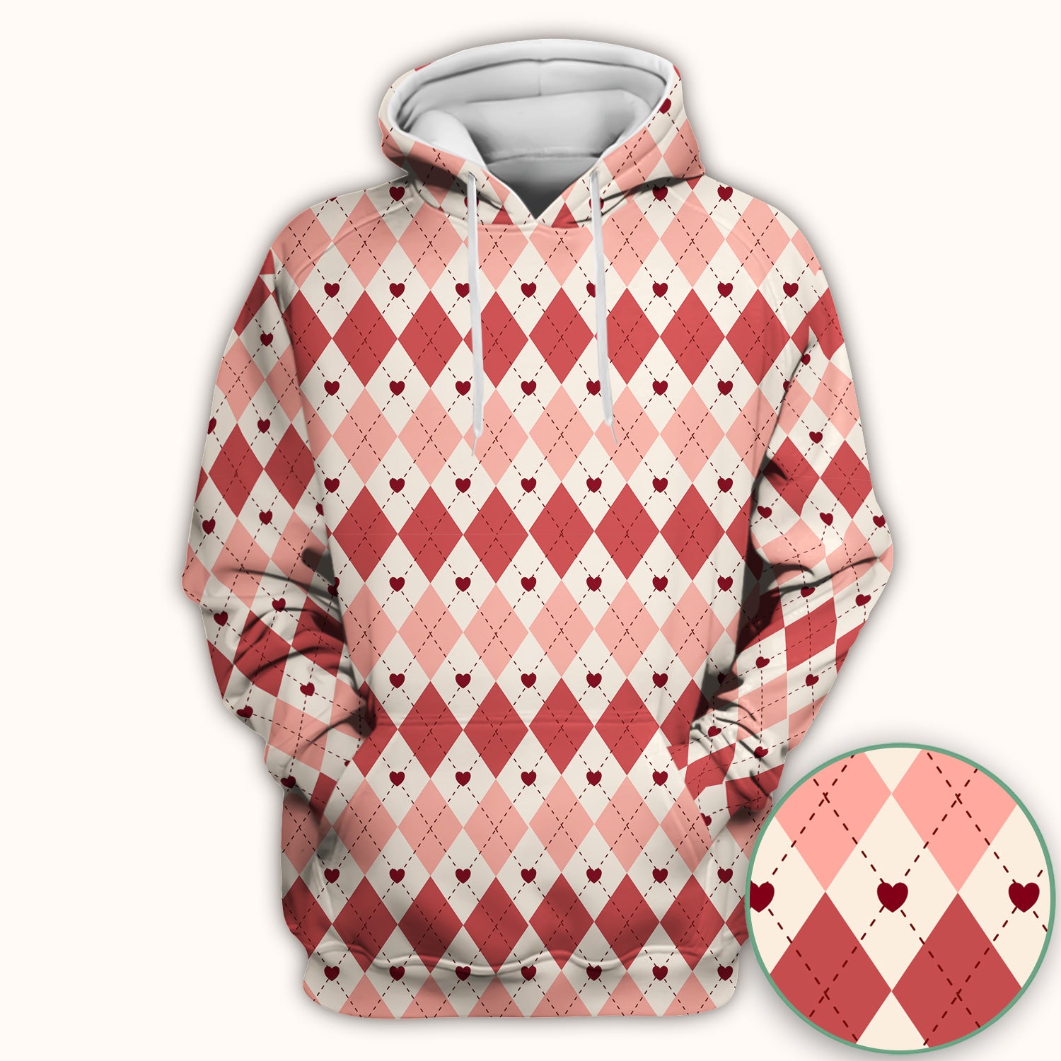 Red Argyle Plaid Pattern Scrubs Top, Comfortable Scrubs for Nurses