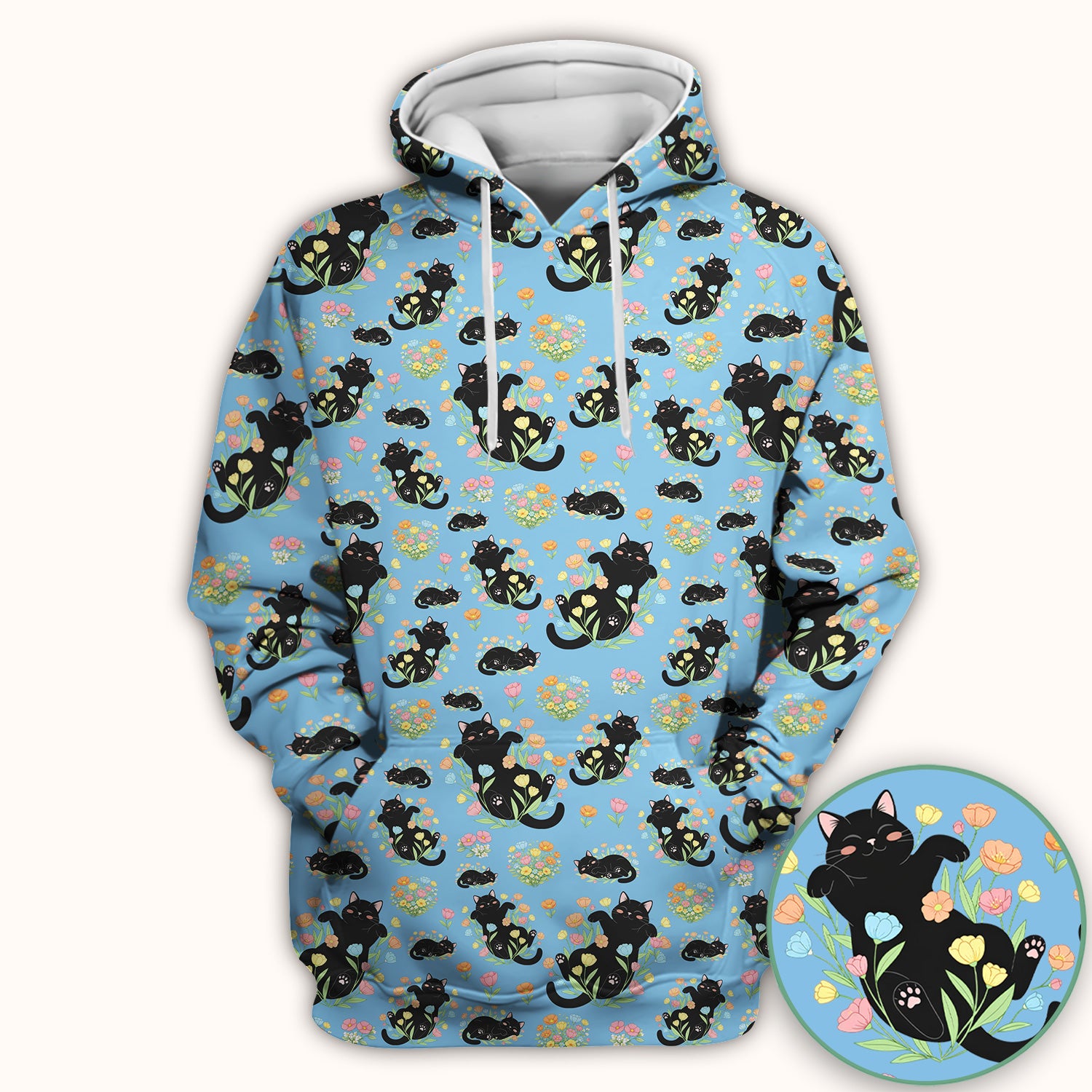 Cats With Cute Poses Floral Pattern Scrubs Top, Comfortable Scrubs for Nurses
