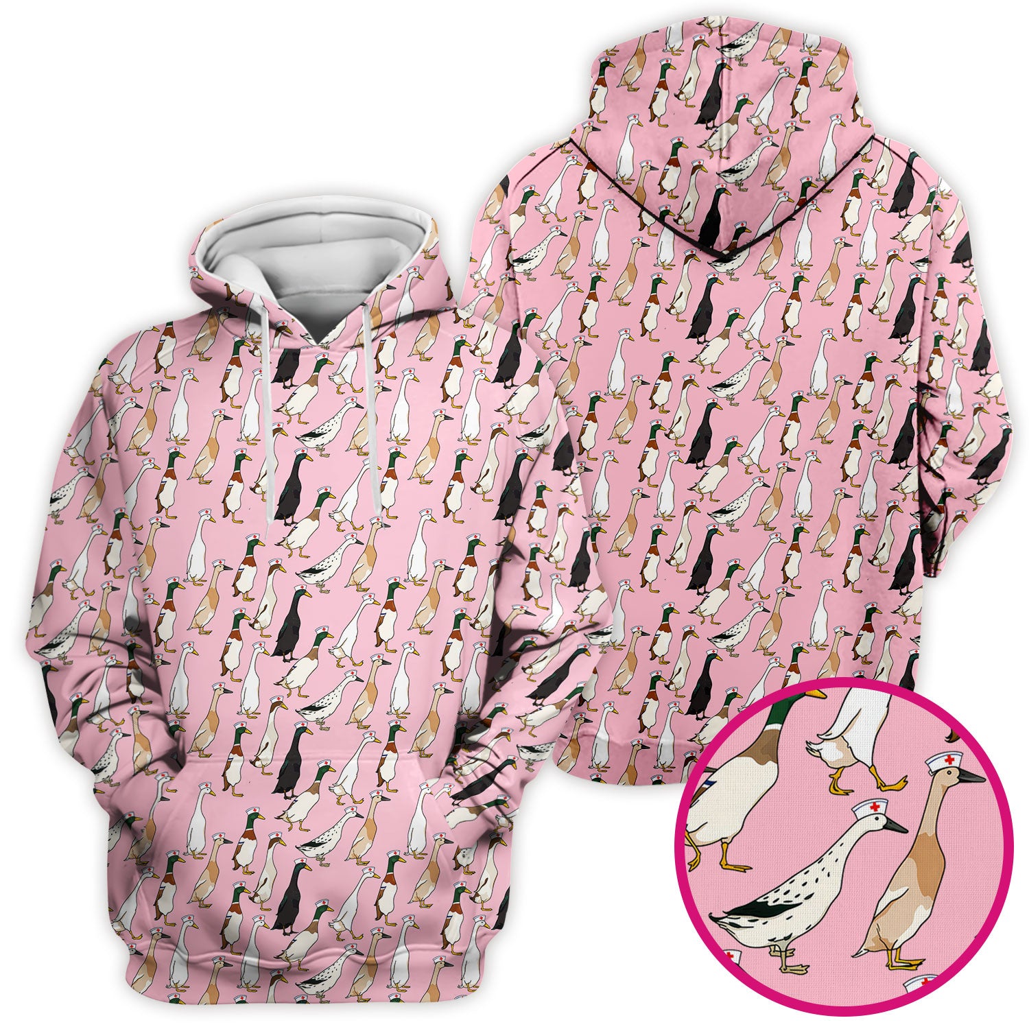 Funny Nurse Duck Pattern Scrub Top, Comfortable Scrubs for Nurses