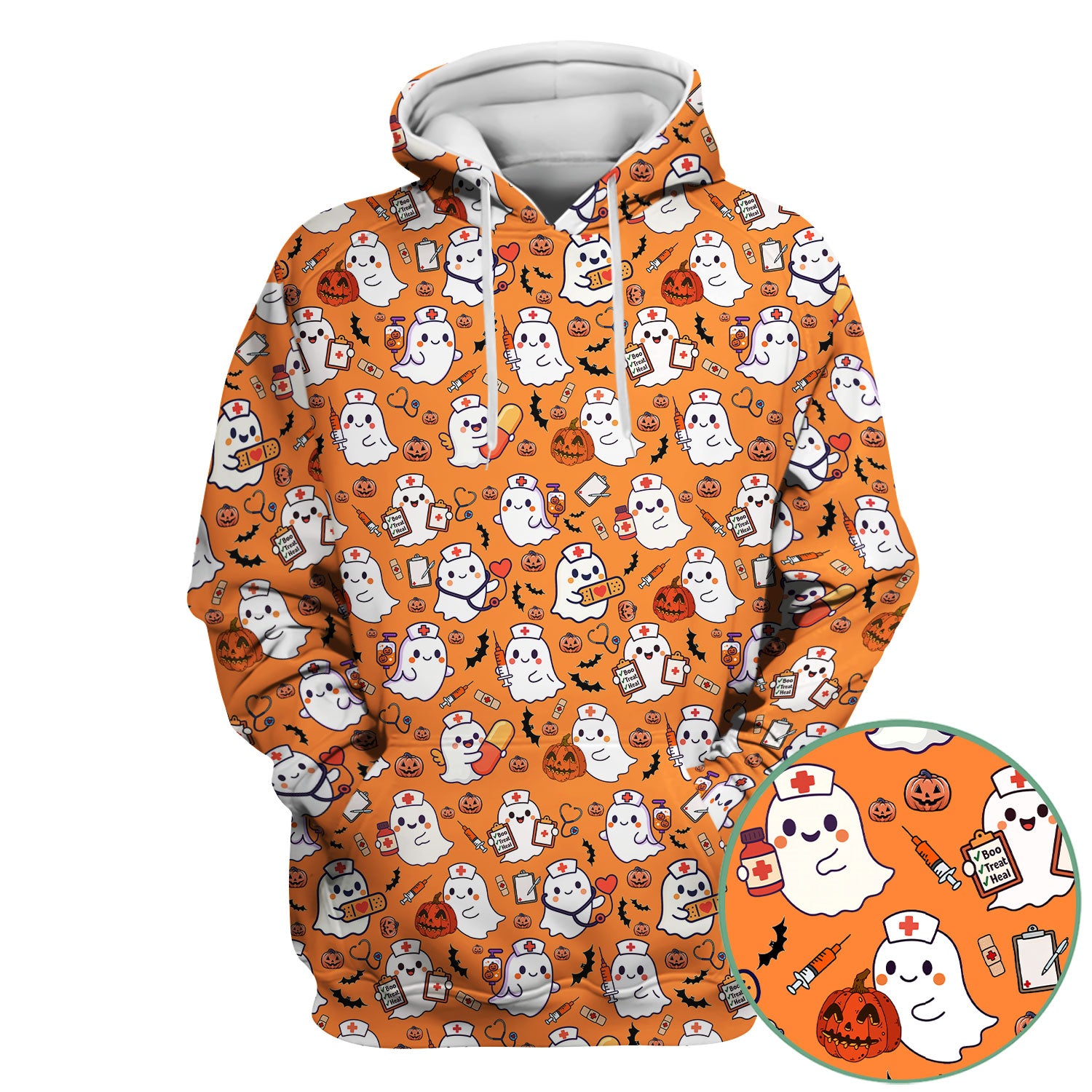 Halloween Scrubs for Women - Pumpkin Shirt - Comfortable Scrubs for Nurses - Breathable Fabrics Nursing Uniform - Holiday Gift for Her