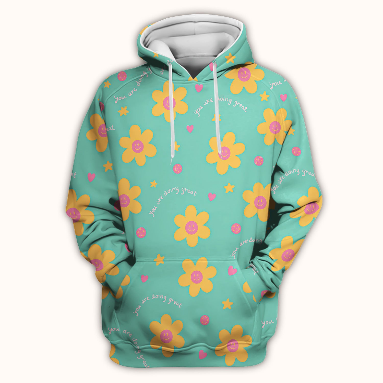 Cheerful Smiley Flower Pattern, Positive Medical Scrub Top, Comfortable Scrubs for Nurses