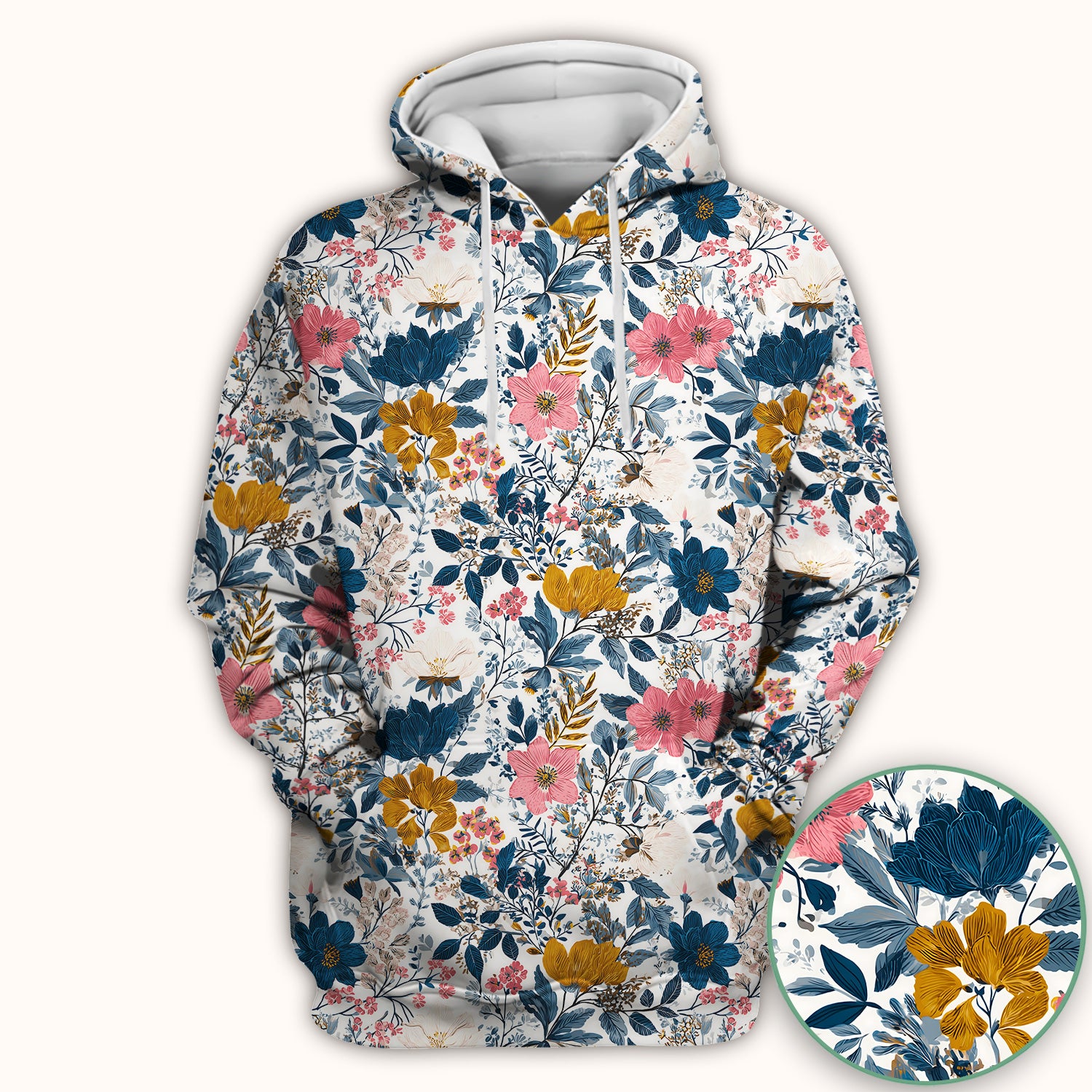 Elegant Floral Garden Bloom Pattern Scrub Top, Comfortable Scrubs for Nurses
