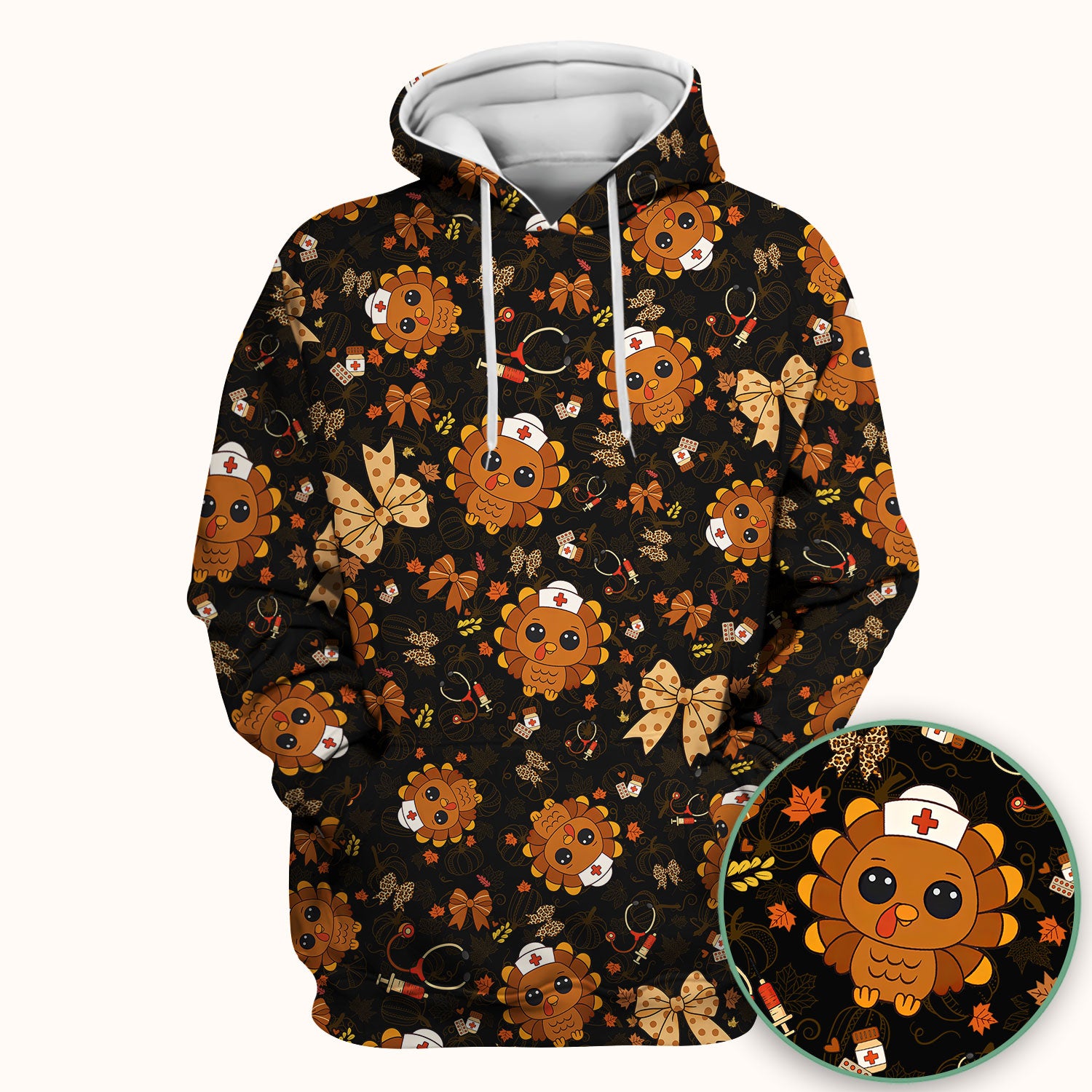 Thanksgiving Turkey Scrub for Nurses - Breathable Fabrics Nursing Uniform - Autumn Med Shirt Gift for Women