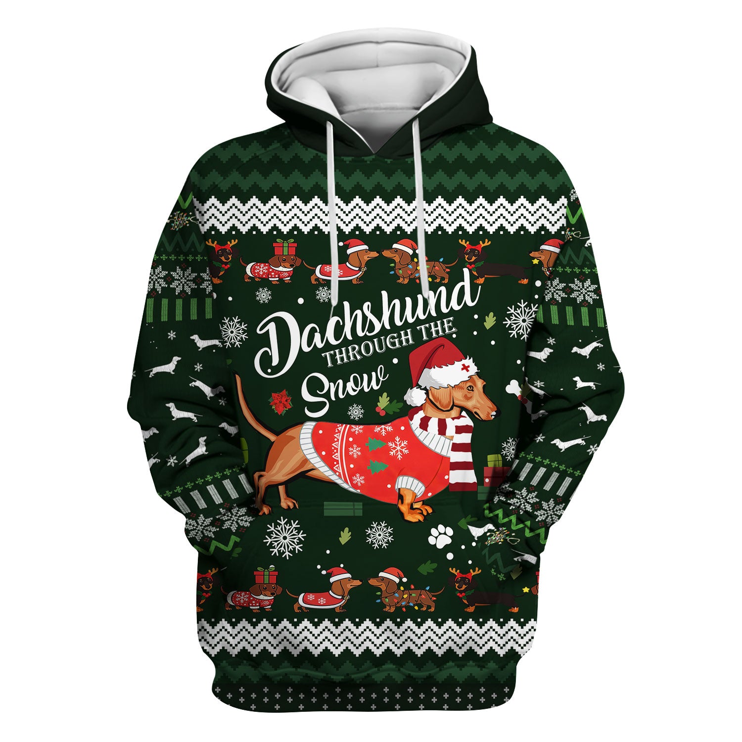 Dachshund Through the Snow - Funny Christmas Scrub Top - Wiener Dog Lover Gift - Holiday Medical Uniform