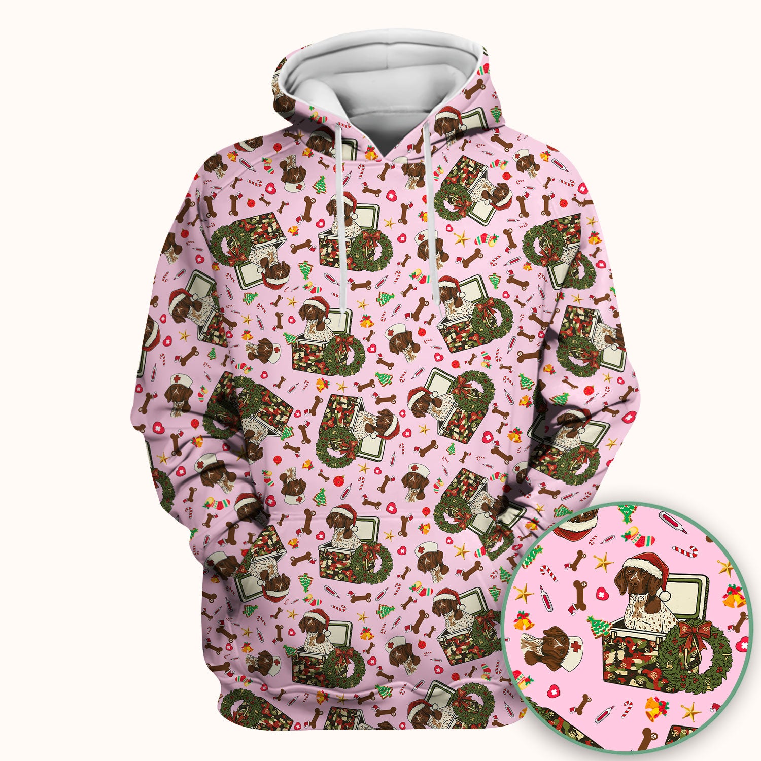 Christmas Dachshund Scrub Top - Cute Sausage Dog Nurse Shirt - Funny Holiday Medical Uniform for Women RN LPN CNA Gift