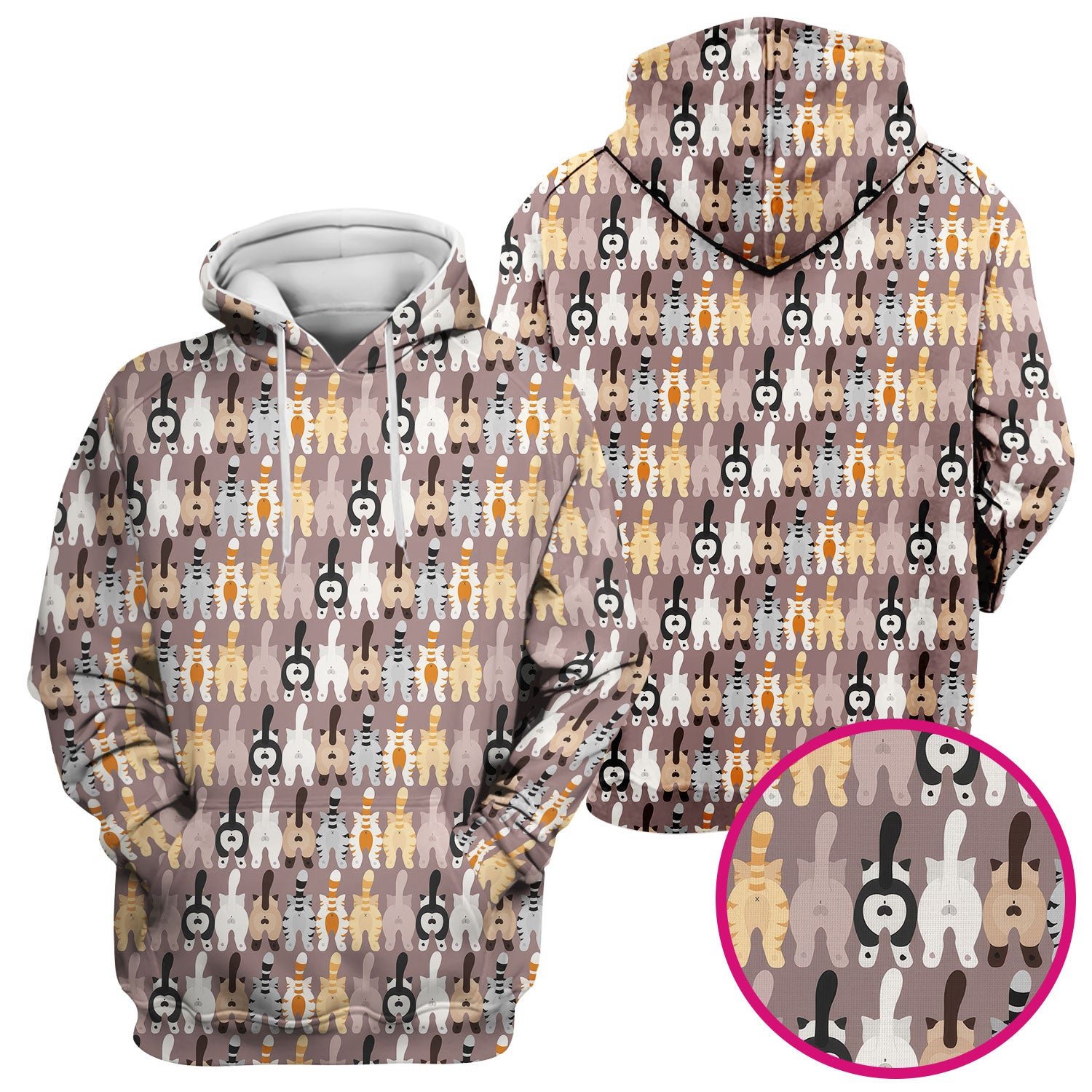 Cute Cat Butt Pattern Scrub Top, Funny Cat Nursing Shirt, Comfortable Scrubs For Nurses