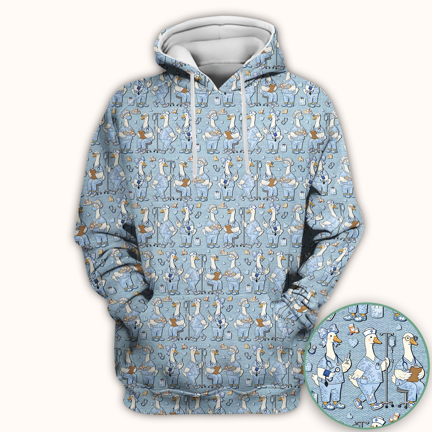 Cute Nurse Goose Working Pattern Scrub Top, Comfortable Scrubs for Nurses