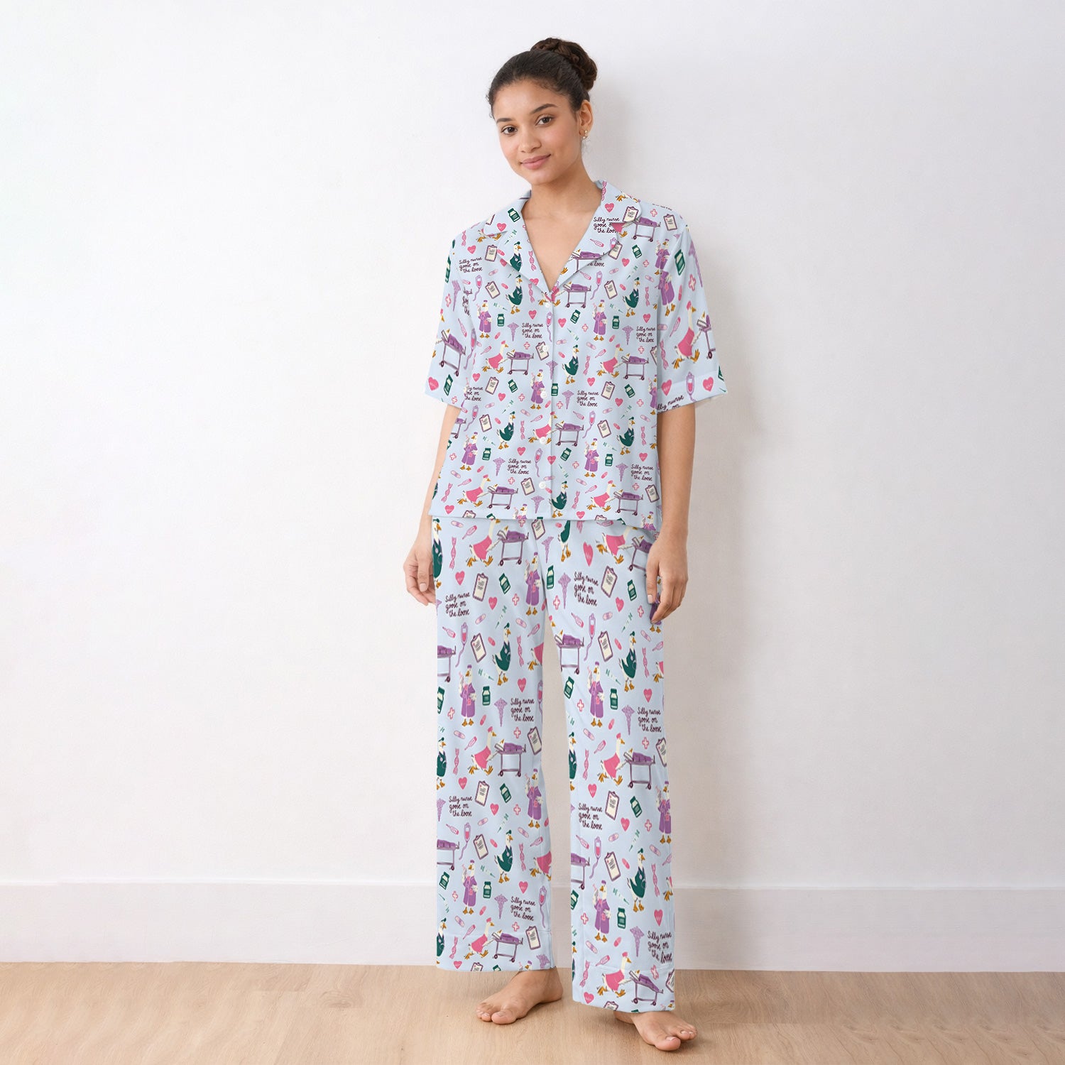 Goose Medical Humor Tools Pattern Pajama Set, Breathable Fabrics Uniform