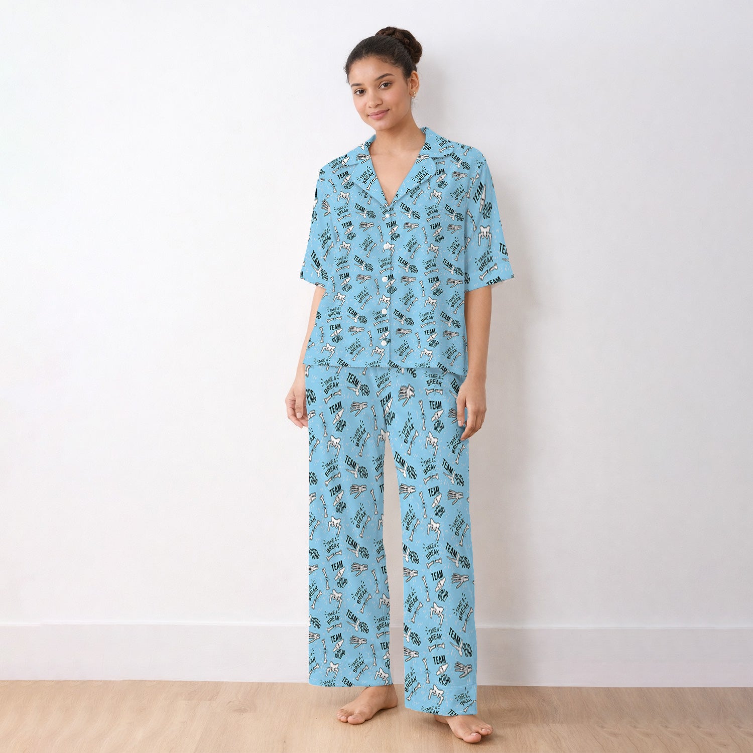 Team Ortho Bone Joint Print Pajama Set, Breathable Fabrics Uniform
