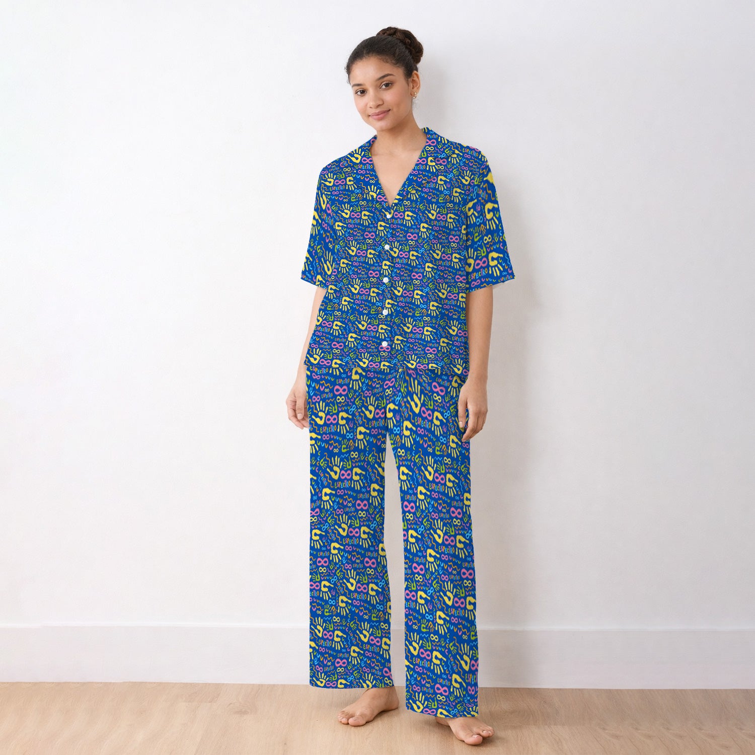Autism Awareness Infinity Pattern Pajama Set, Soft Breathable Fabric Comfortable Sleepwear