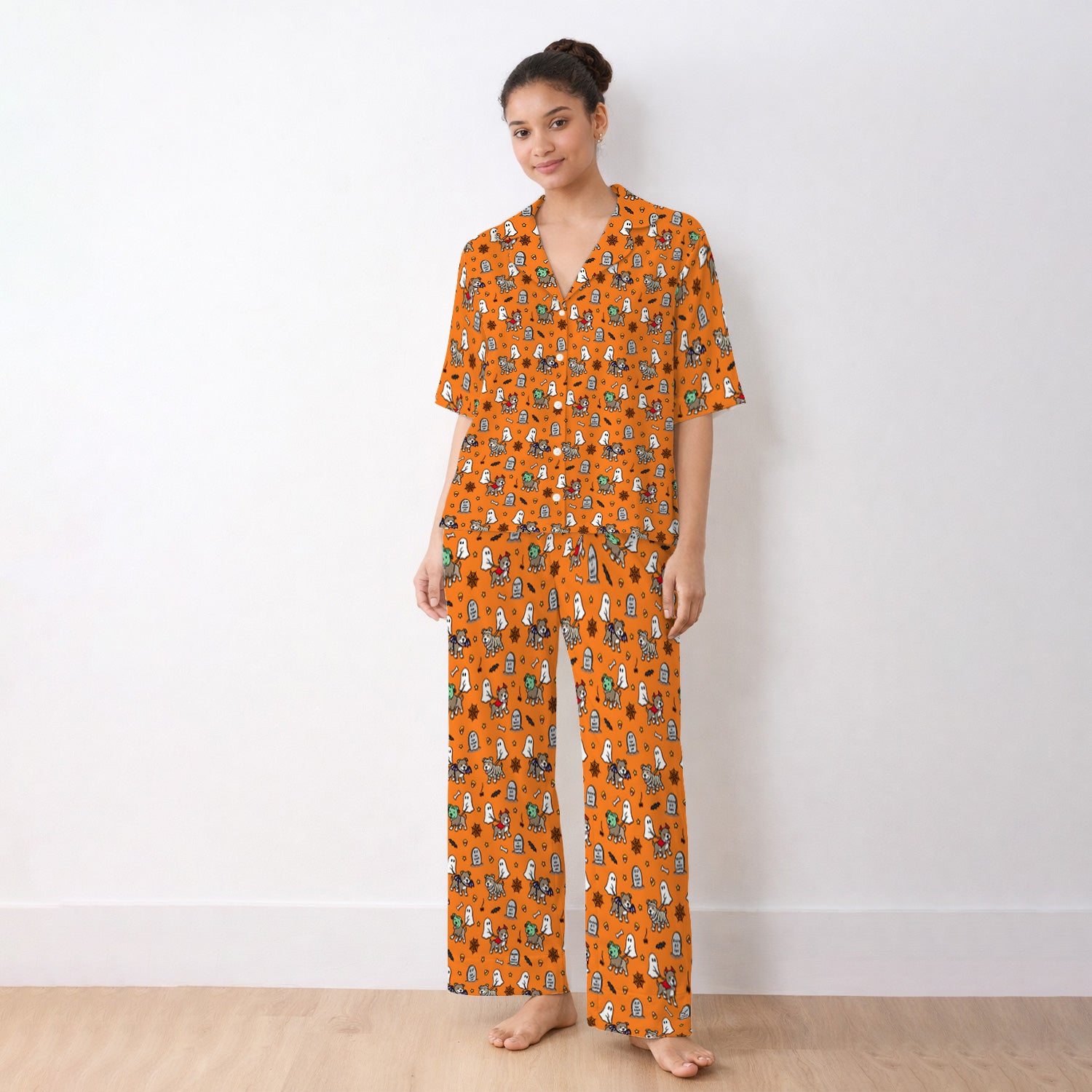 Cute Halloween Pit Bull Costumes Pajama Set, Soft Breathable Fabric Comfortable Sleepwear
