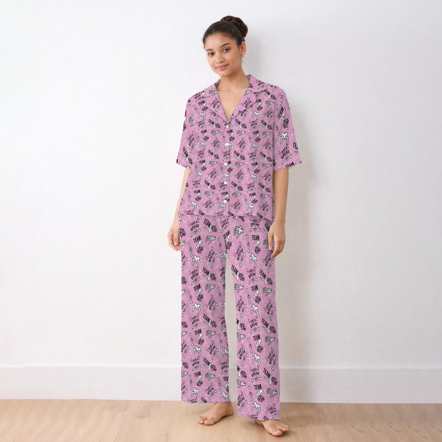 Team Ortho Bone Joint Print Pajama Set, Breathable Fabrics Uniform