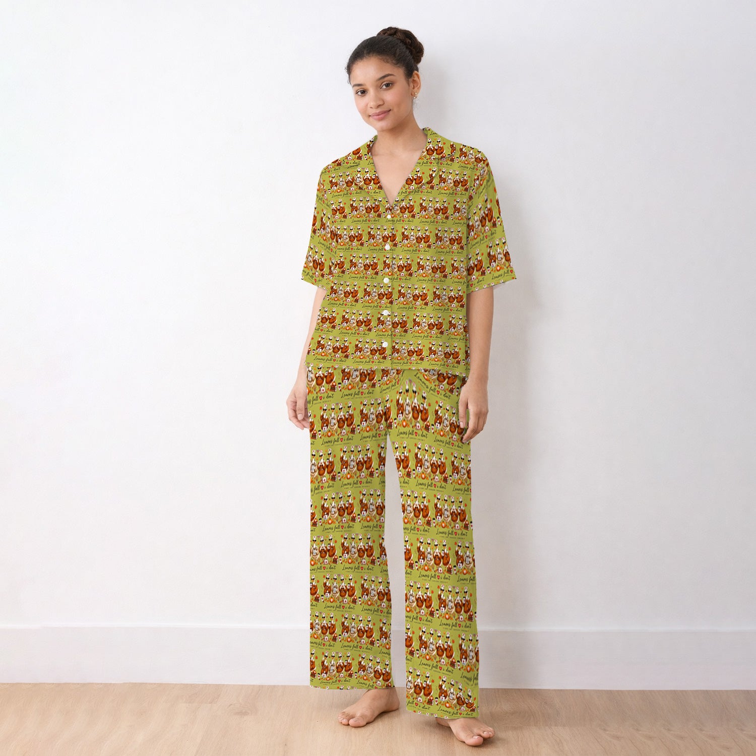 Funny Leaves Fall I Don't Nurse Goose Pajama Set, Soft Breathable Fabric Comfortable Sleepwear