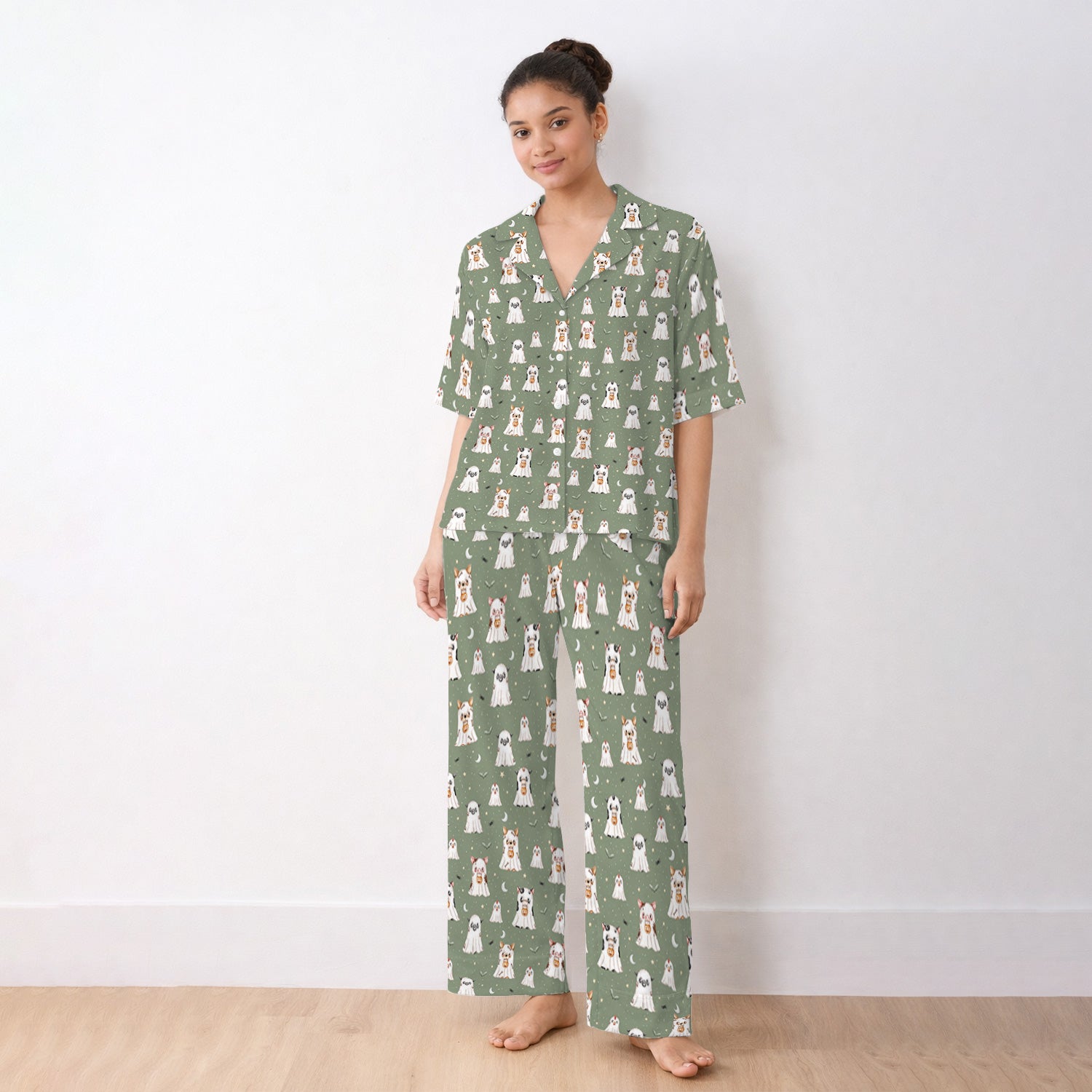 Spooky Farm Animal Ghost Pajama Set, Soft Breathable Fabric Comfortable Sleepwear