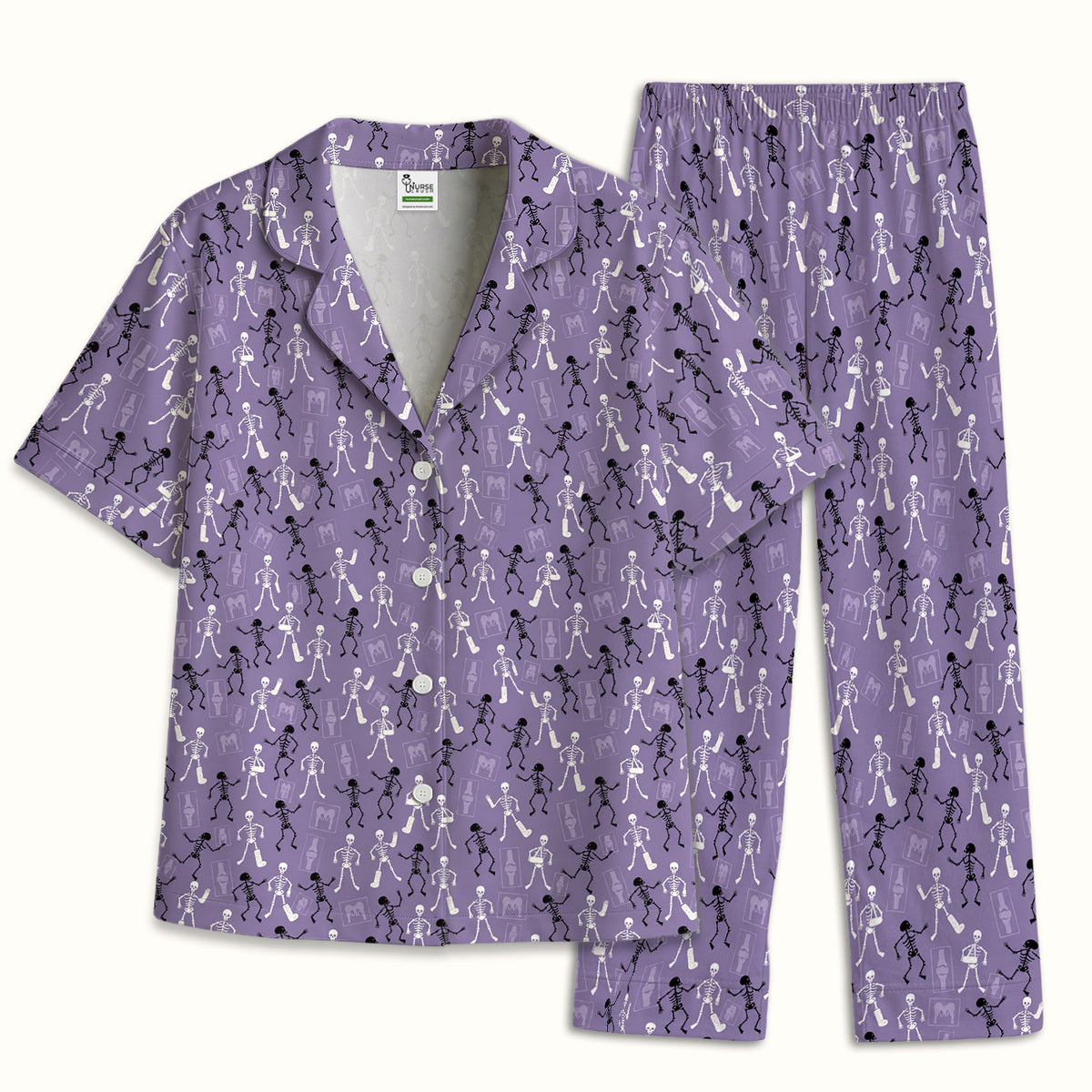 Halloween Orthopedic Skeleton Pajama Set, Breathable Fabrics Uniform