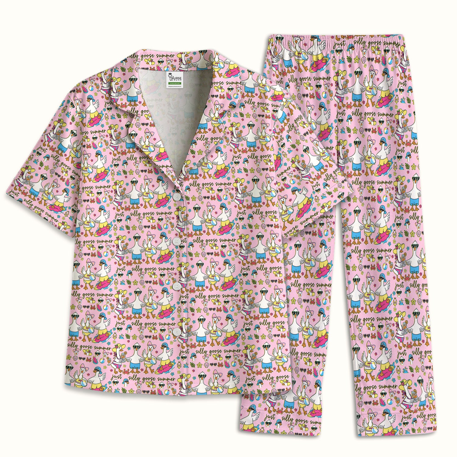 Silly Goose Summer Pattern Pajama Set, Breathable Fabrics Uniform