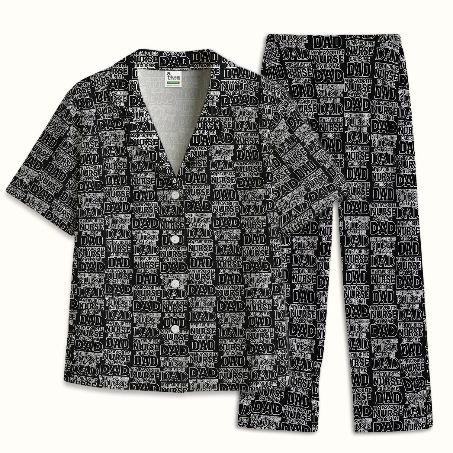 Favorite Nurse Calls Dad Pattern Pajama Set, Soft Breathable Fabric Comfortable Sleepwear
