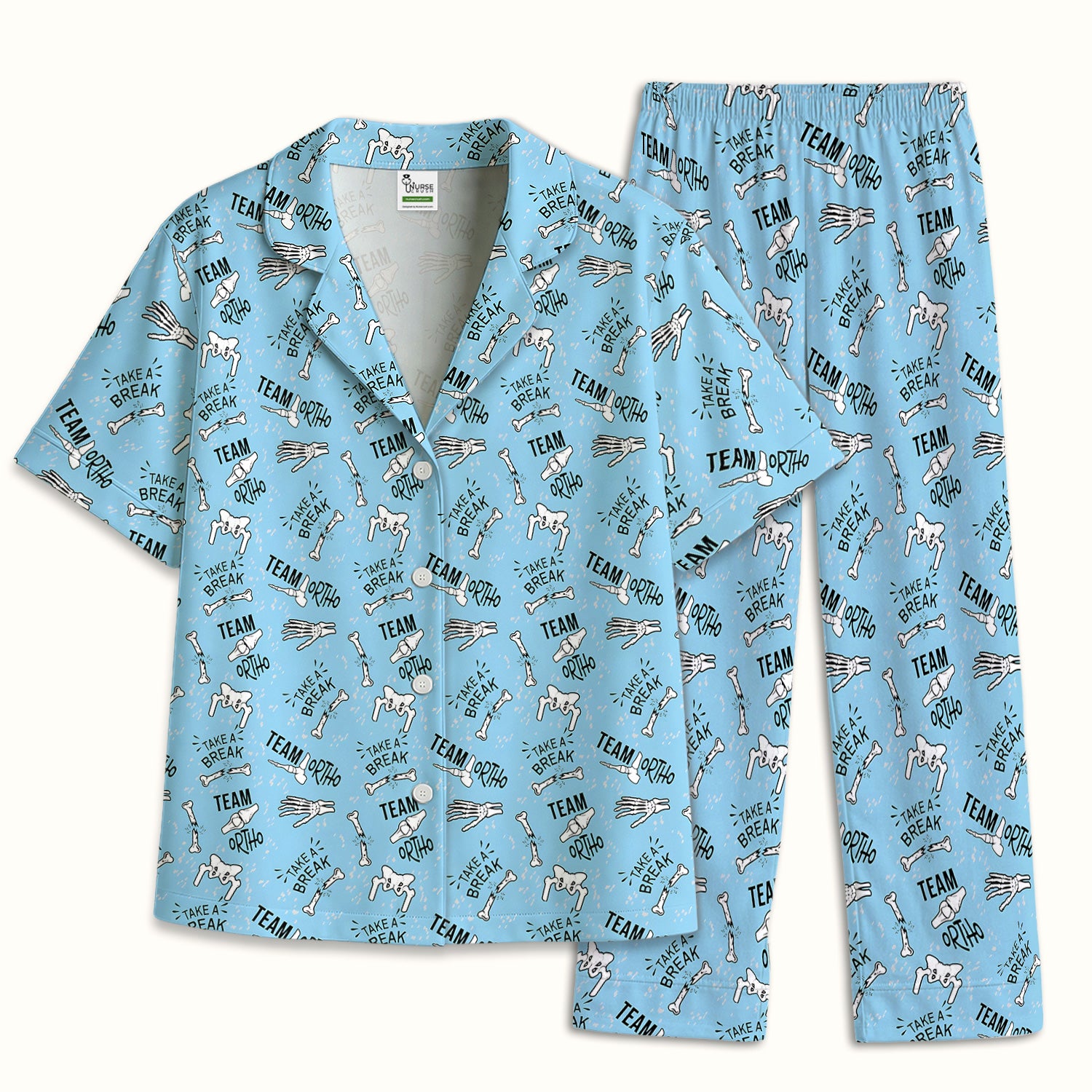Team Ortho Bone Joint Print Pajama Set, Breathable Fabrics Uniform