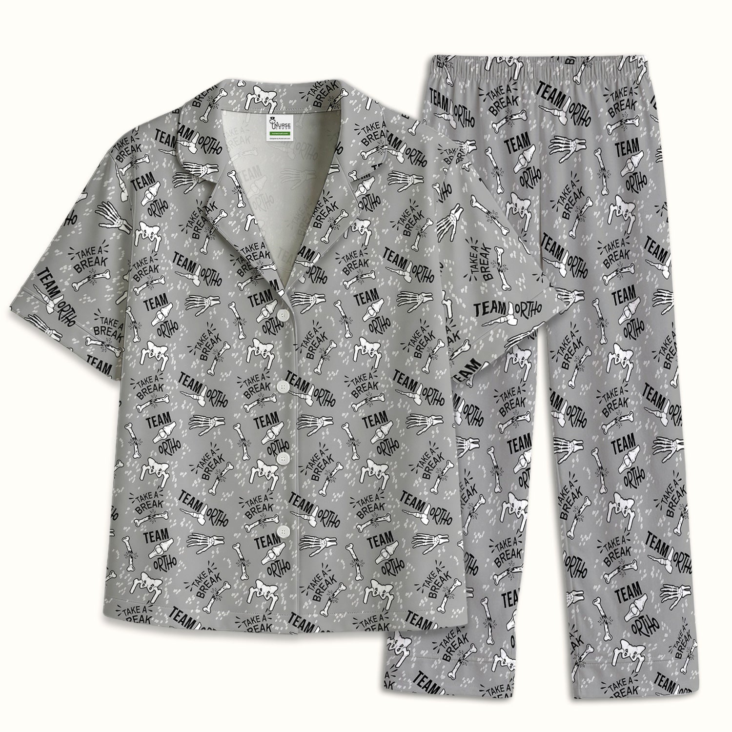 Team Ortho Bone Joint Print Pajama Set, Breathable Fabrics Uniform