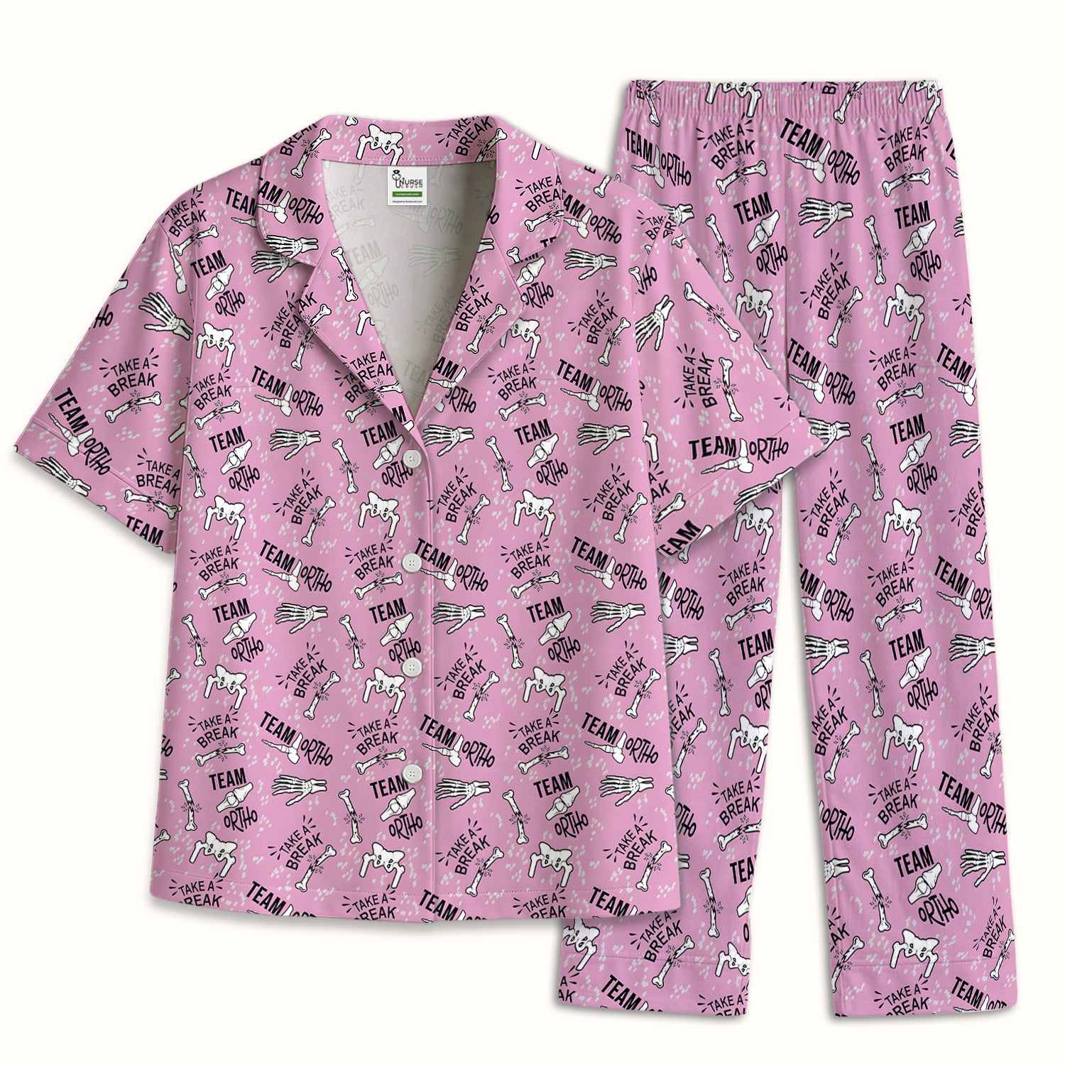 Team Ortho Bone Joint Print Pajama Set, Breathable Fabrics Uniform