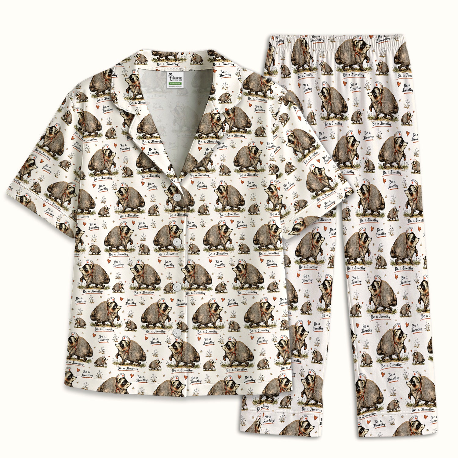 Funny Be A Jimothy Opossum Nurse Pajama Set, Soft Breathable Fabric Comfortable Sleepwear