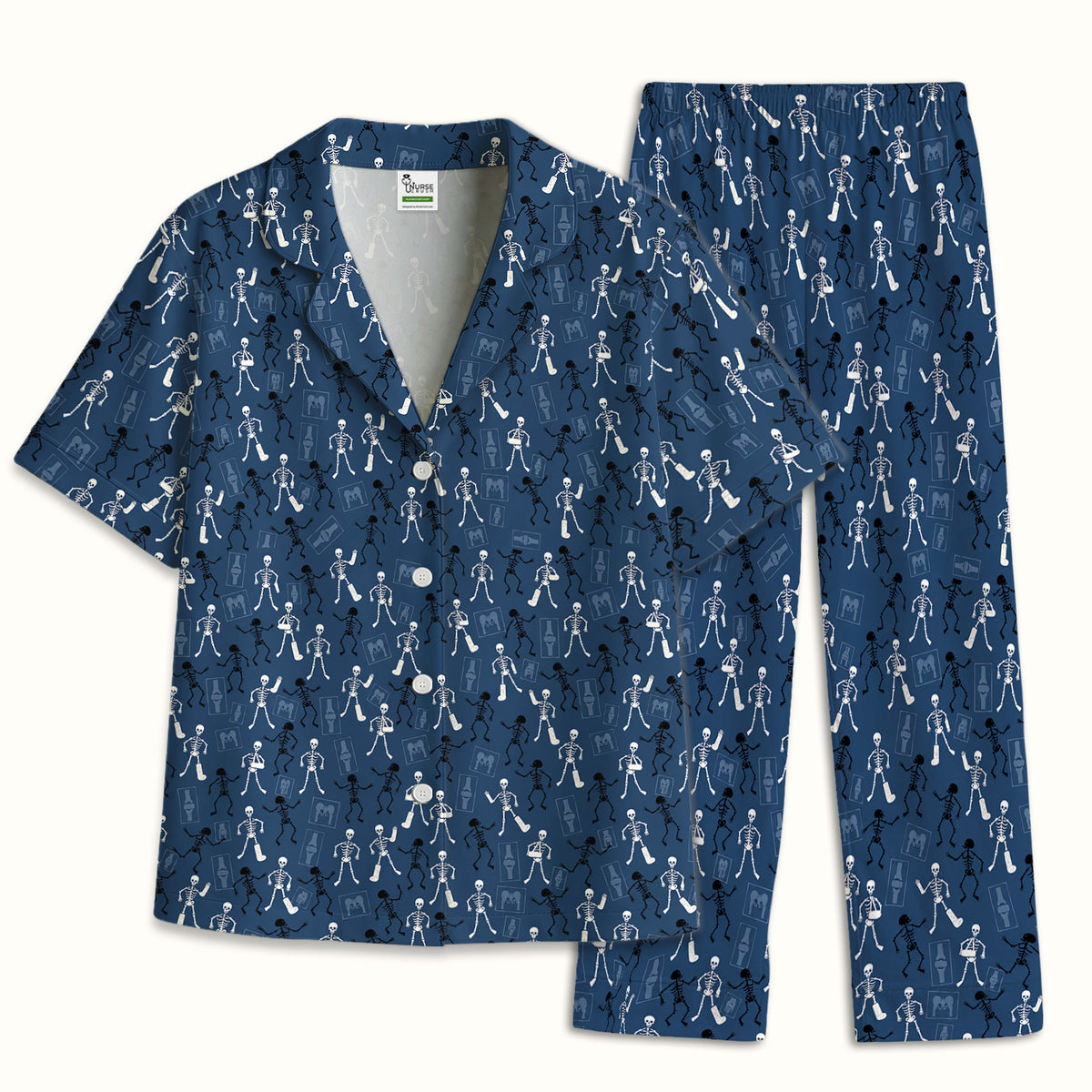 Halloween Orthopedic Skeleton Pajama Set, Breathable Fabrics Uniform