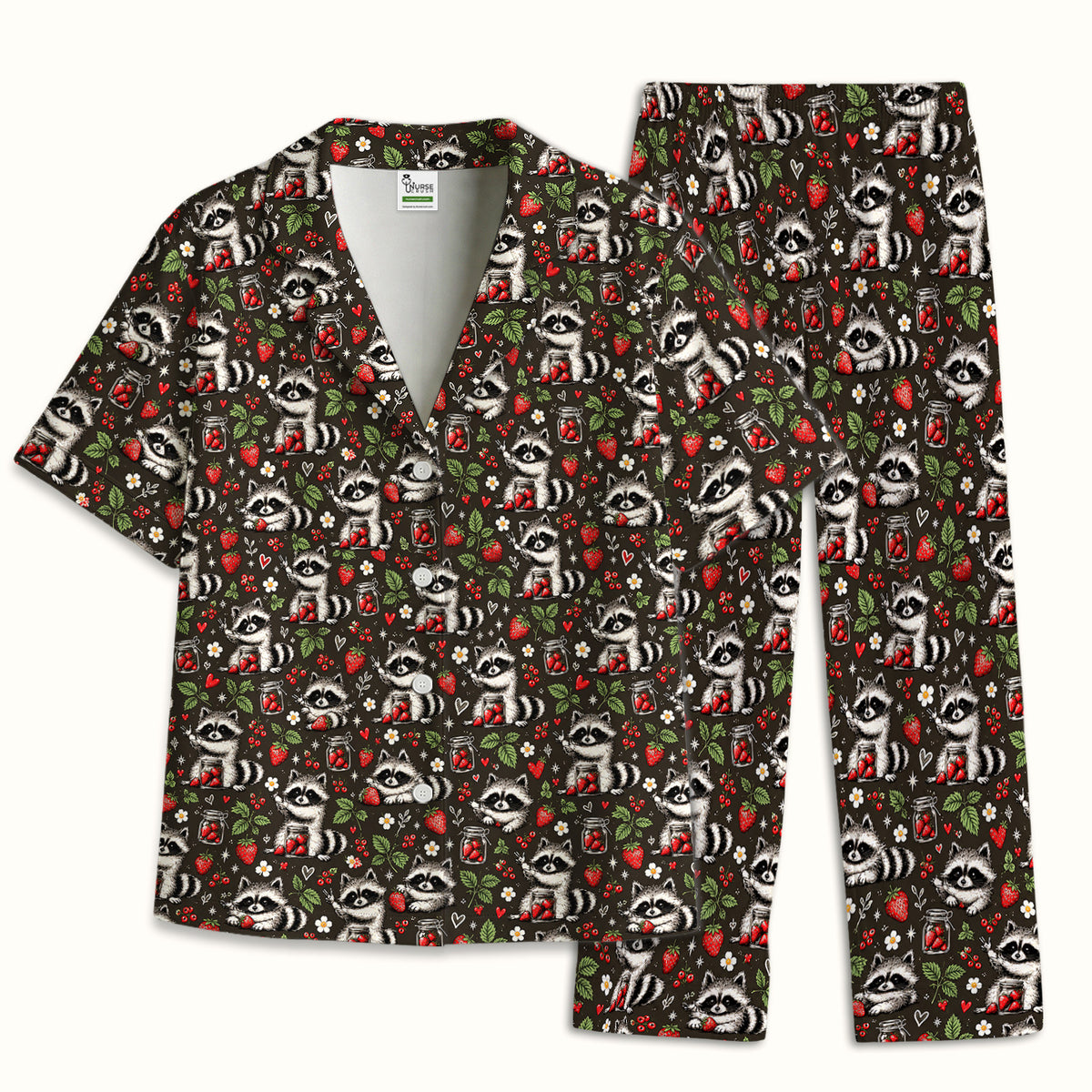 Buntes Pyjama-Set mit Neon-Katzengesichtern, weicher, atmungsaktiver Stoff, bequeme Nachtwäsche